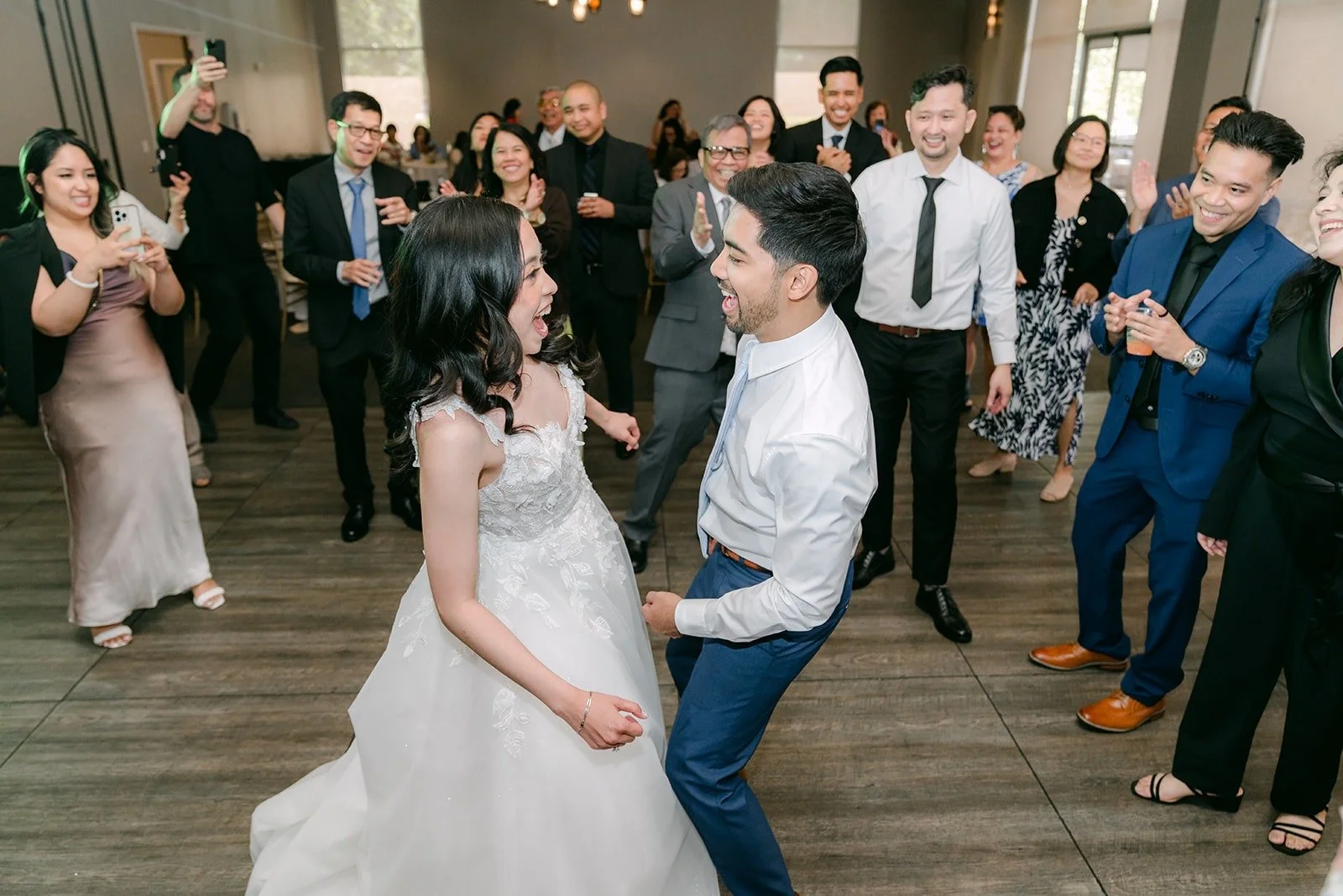 Natalie and Mark dancing in the middle of the crowd