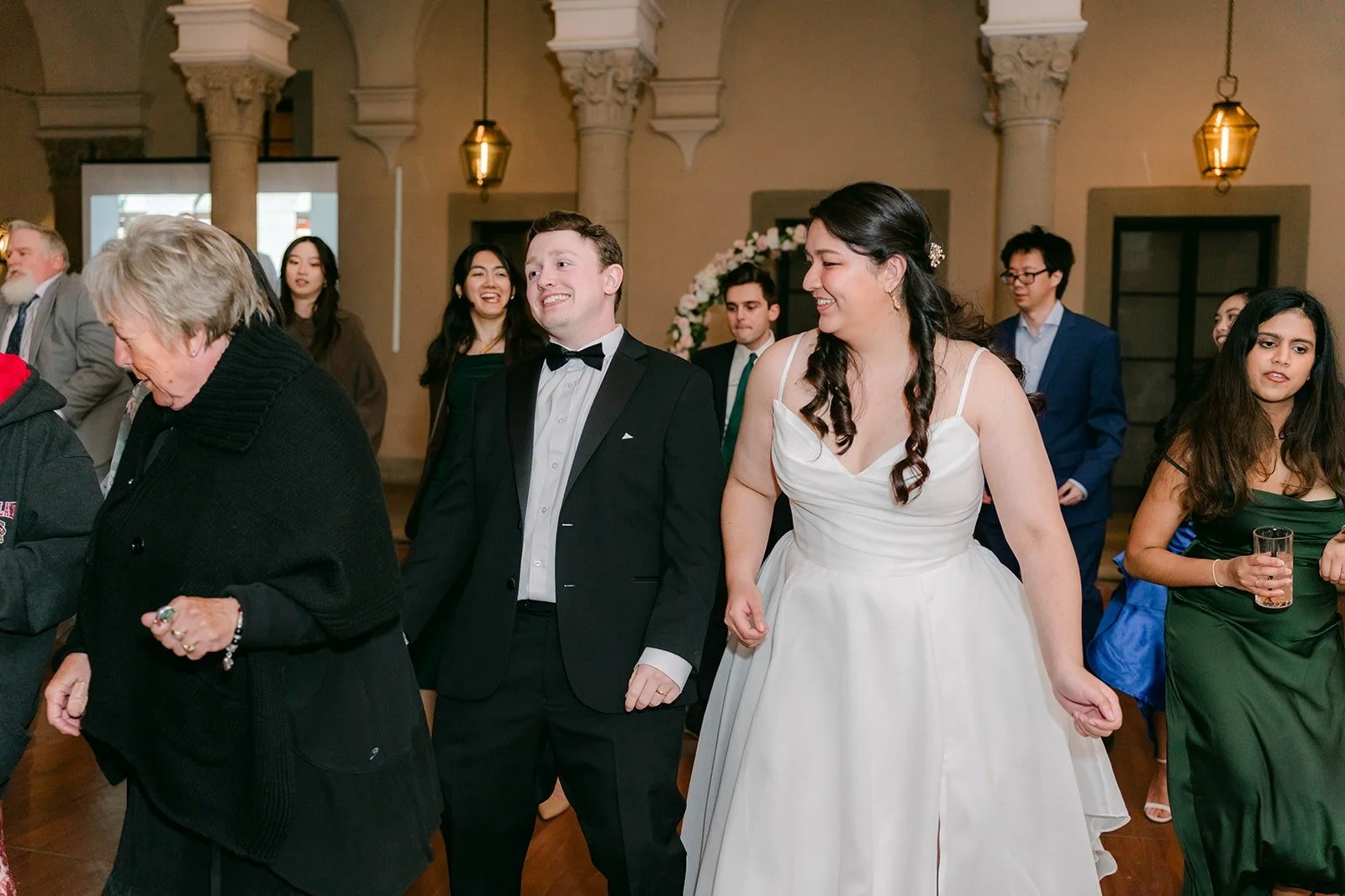 Saira and Matthew dancing with their guests late in the night