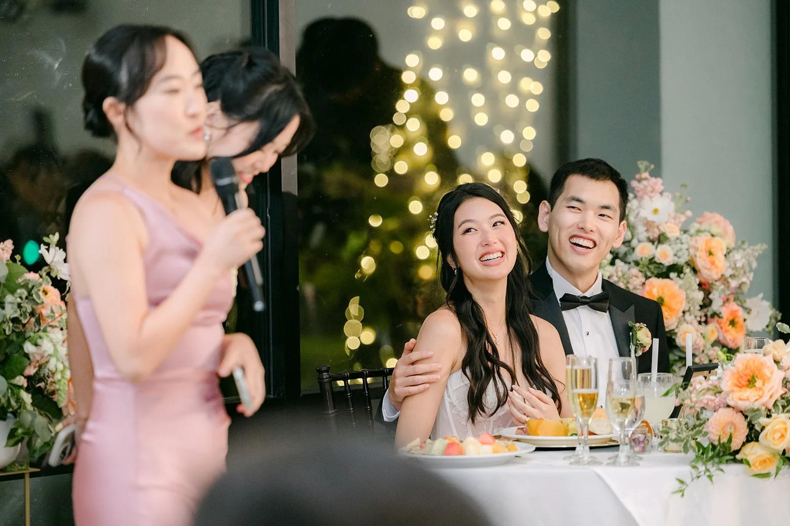 A bridesmaid giving her toast