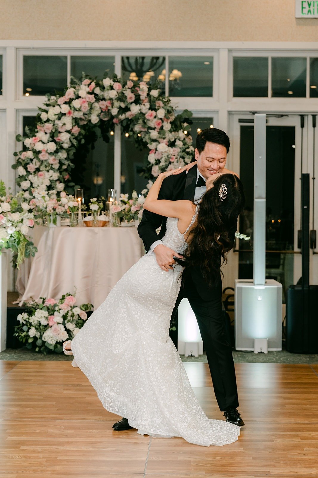 William dipping Kristine at the end of the first dance