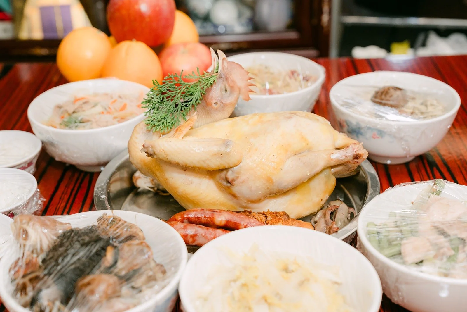 A spread of traditional dishes laid out for the tea ceremony, photographed by One and Only Production