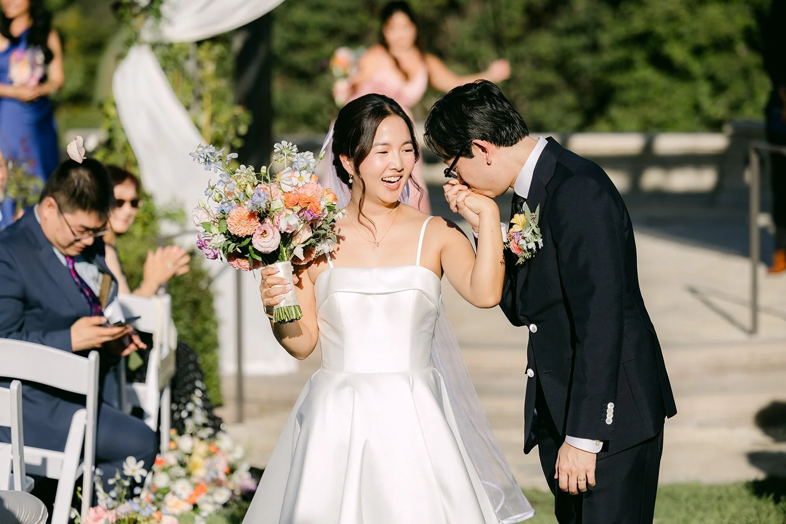 Laughter during the recessional at South Coast Botanic Garden