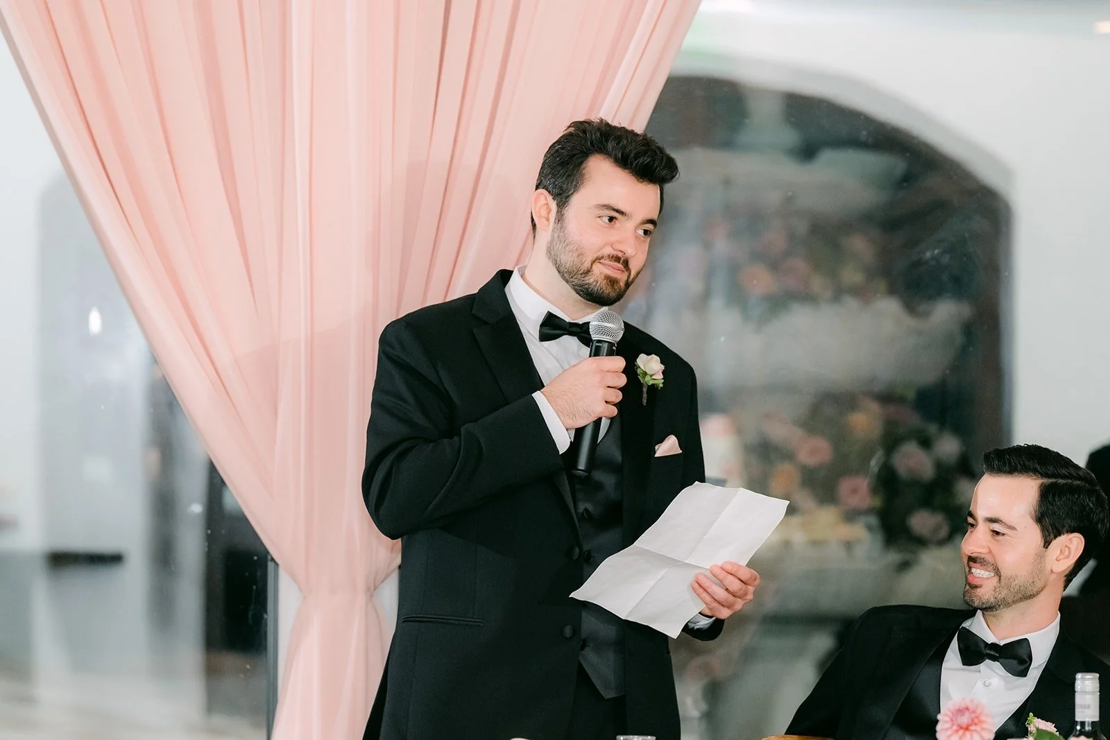 A speech that has Kevin laughing at the sweetheart table