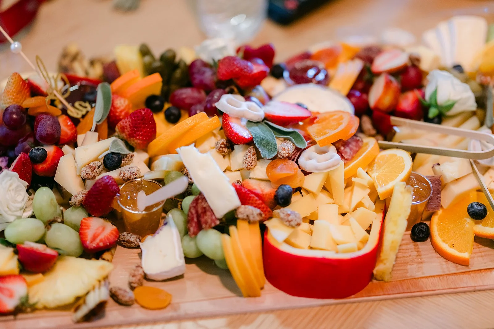 A charcuterie spread for the groomsmen while getting ready.