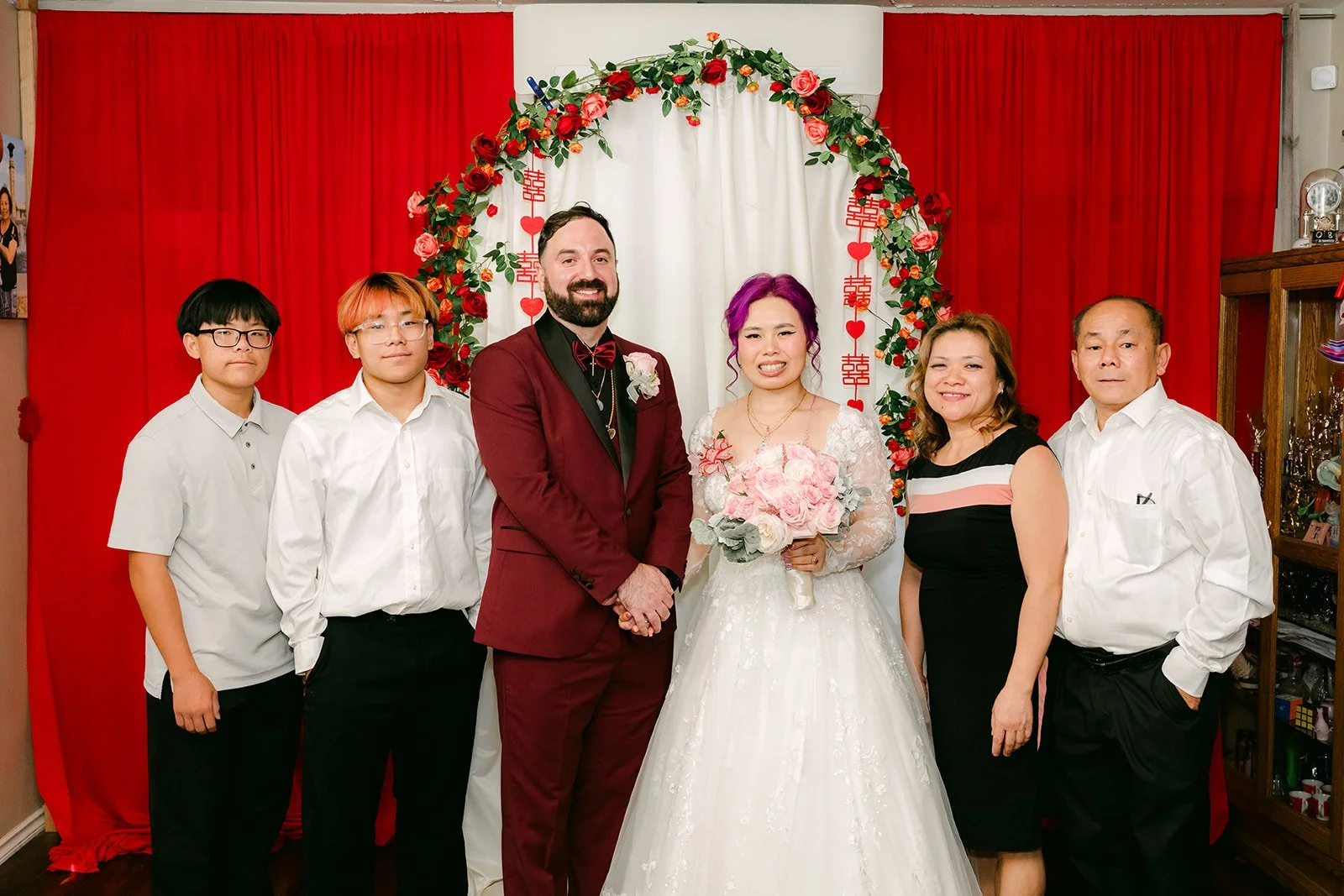 Vanessa and Ryan with friends after the tea ceremony, photographed by One and Only Production.