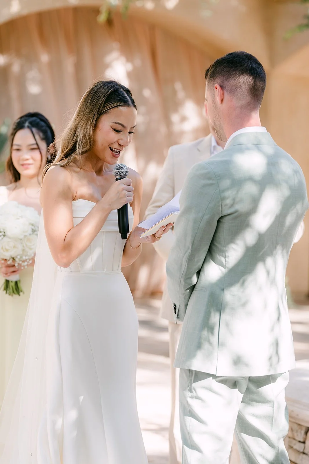 Kieu reading her personal vows to Anthony