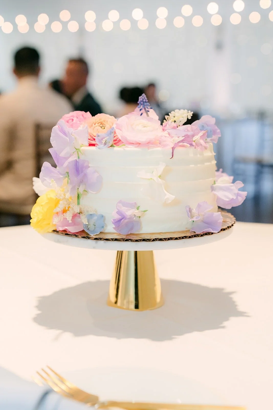 Close up of the pastel buttercream cake