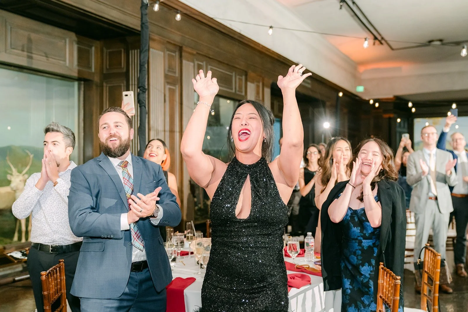 Guests cheering during the grand entrance