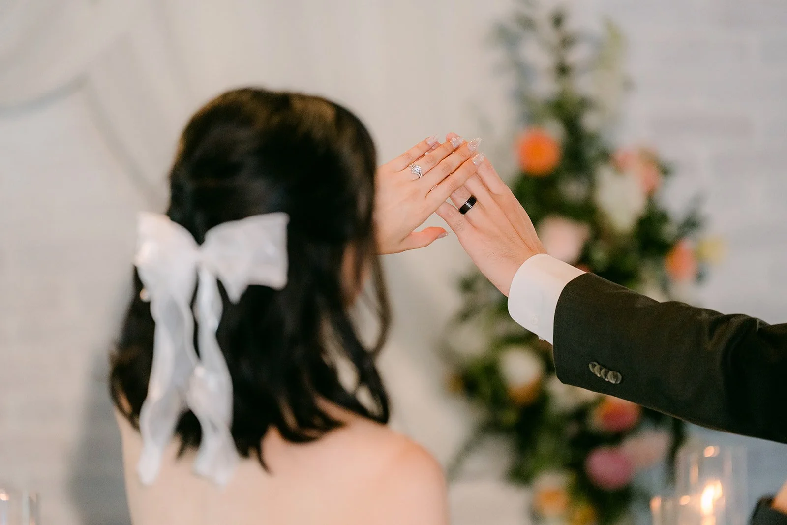 Close up of Vivian's white hair bow