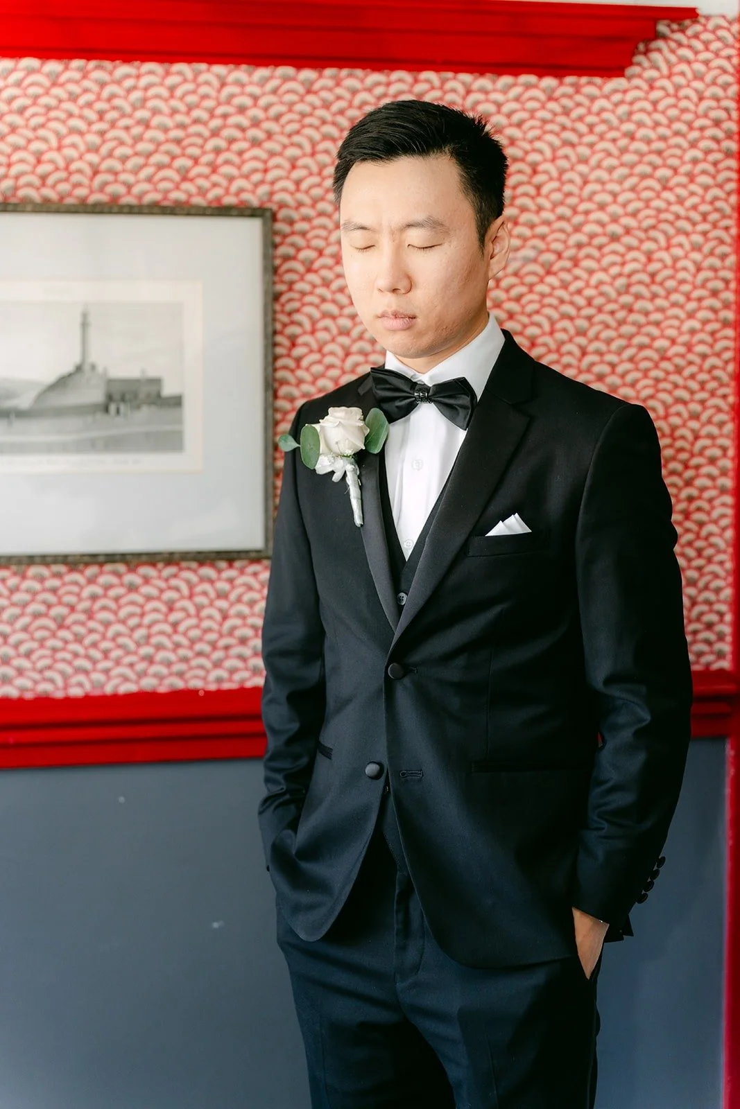 Jason waiting with his eyes closed for the first look