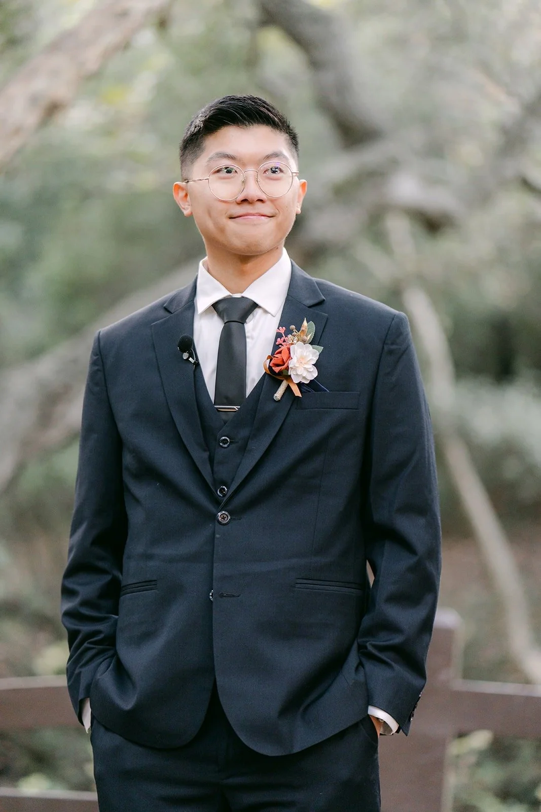 Robert waits at the front of the ceremony at Oak Canyon Nature Center