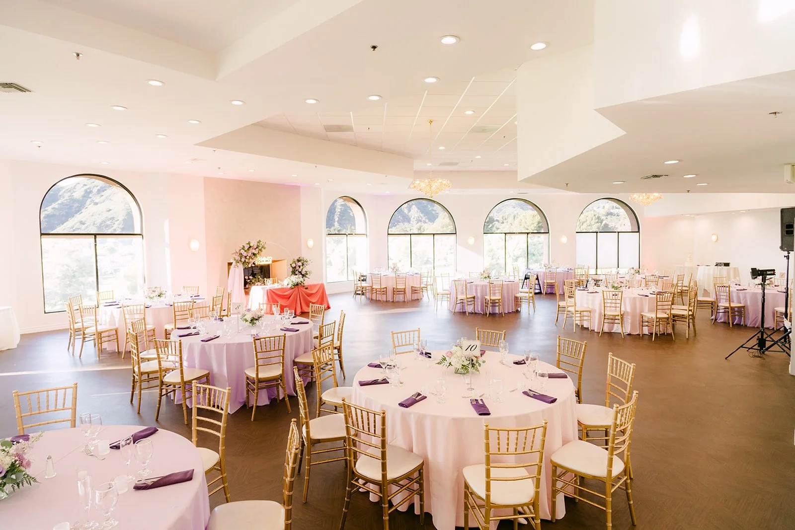 The ballroom at Sierra La Verne set for the reception.