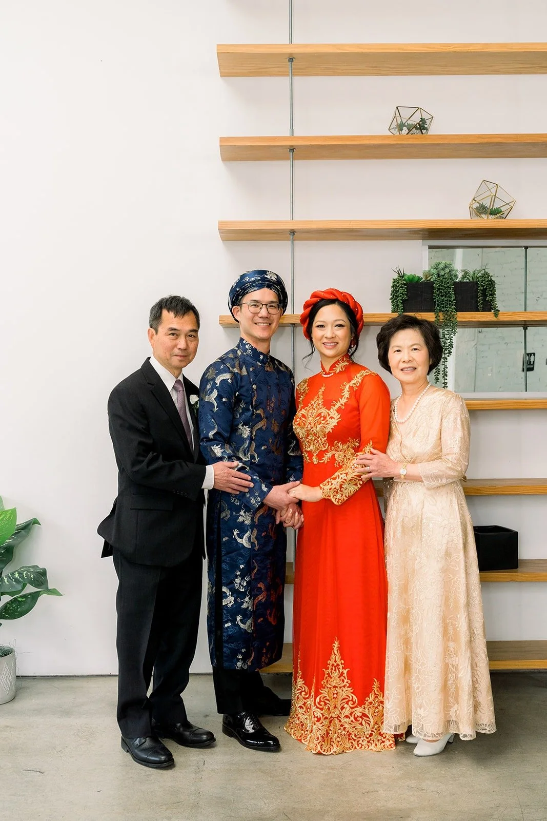 Cindy and Alex with family members after the tea ceremony