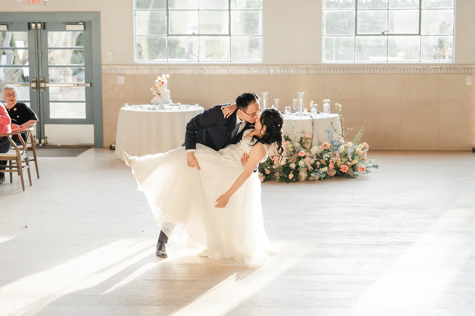 Lawrence dipping Constance at the end of their first dance