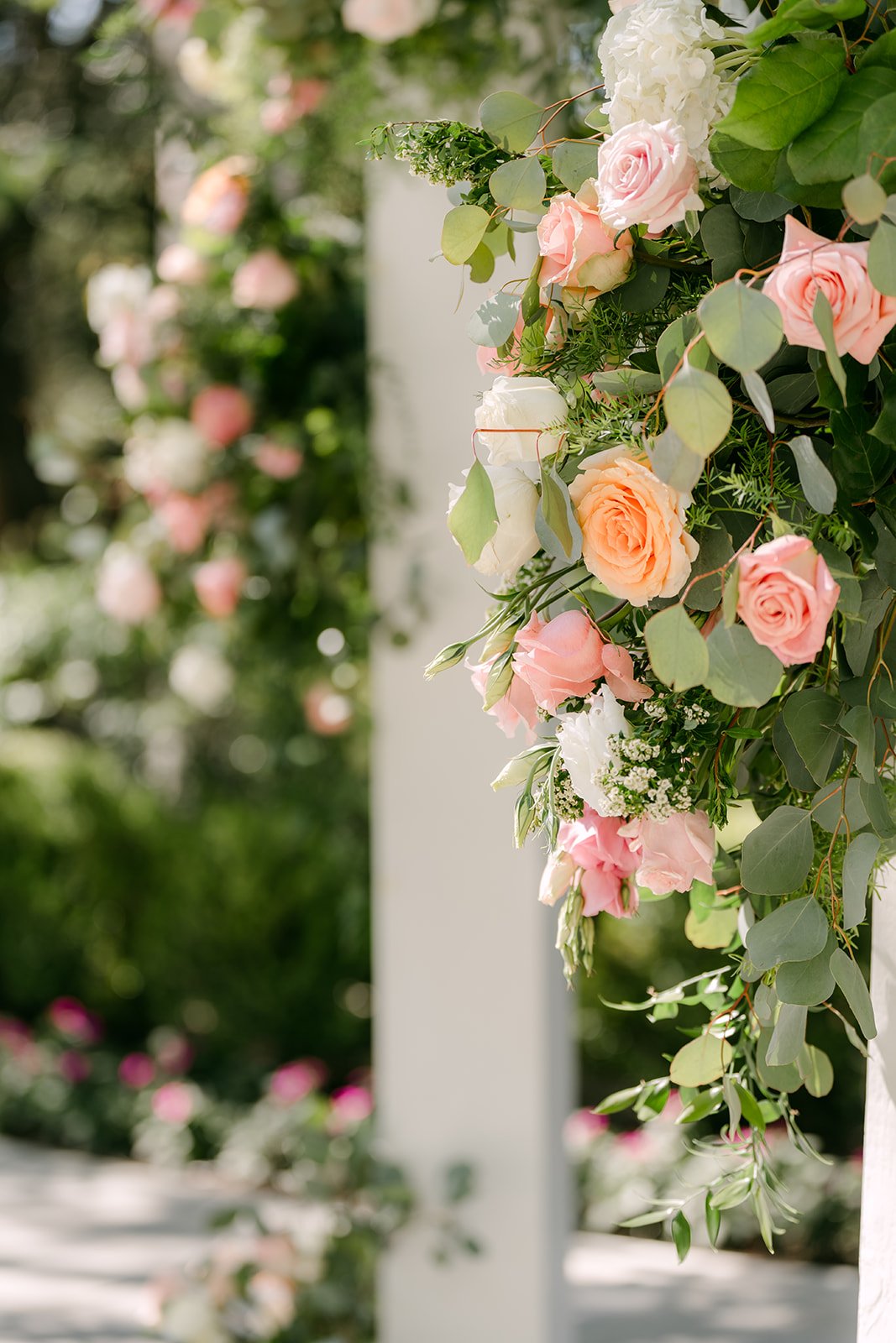 Close up of the ceremony florals
