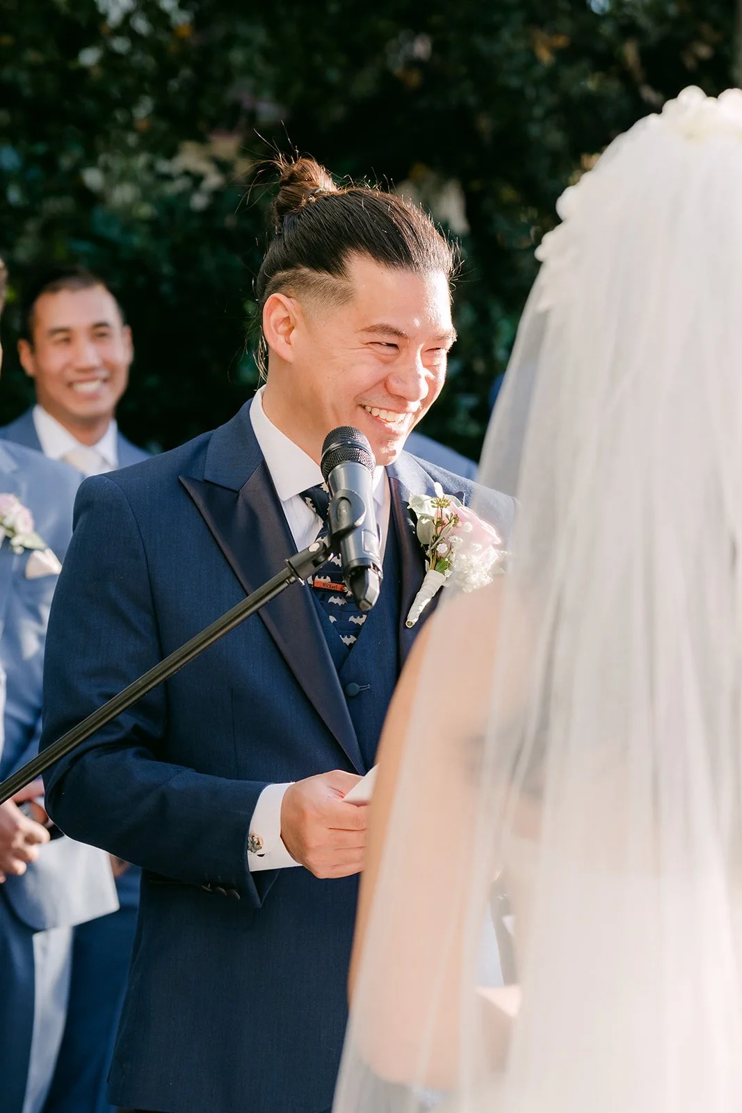 Michael smiling at Kate during the ceremony.
