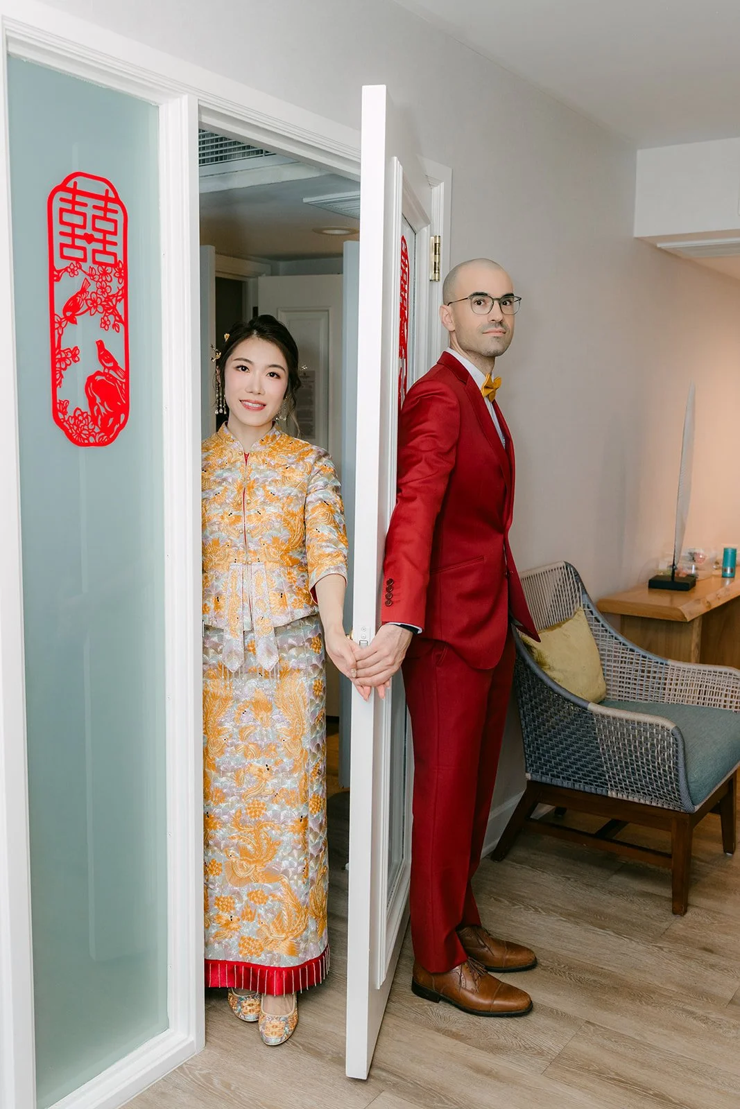 Christian finally opens the door to see Christie in her qun kwa.