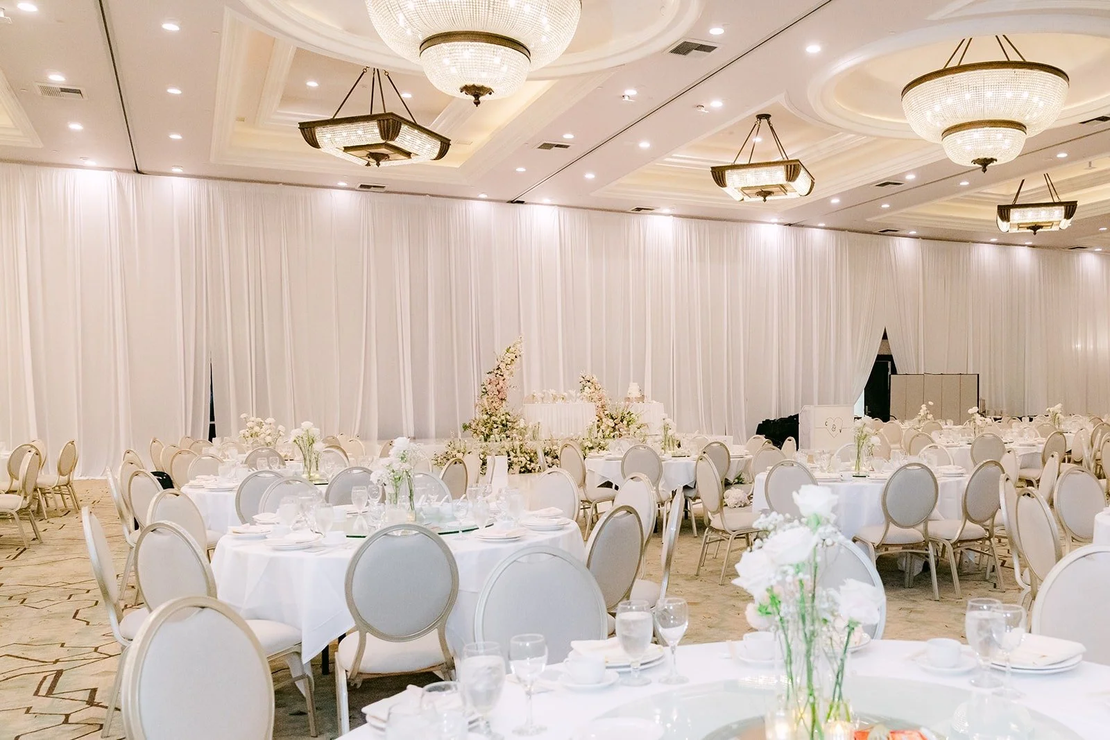 The San Gabriel Ballroom at Hilton San Gabriel set for the reception