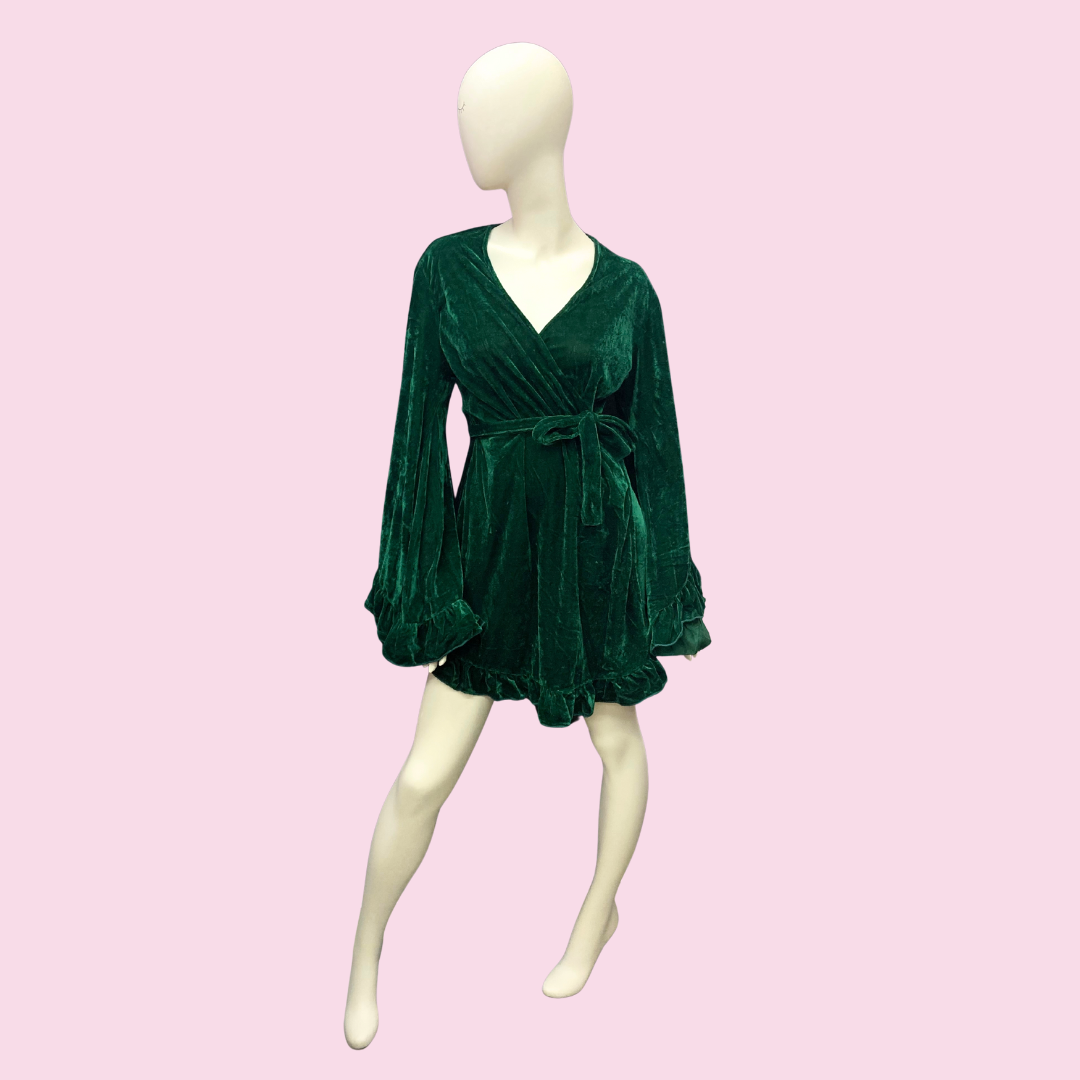 Deep Green Velvet Wrap Dress.png