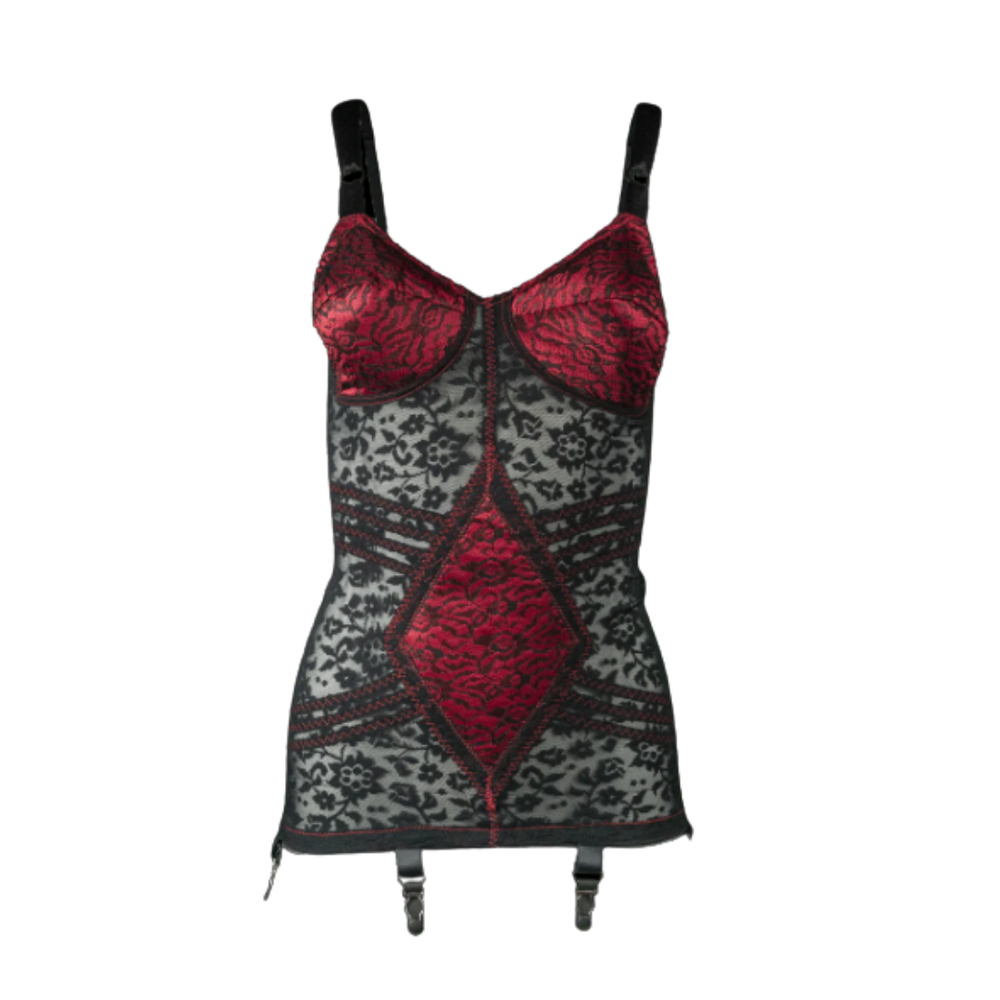 RAGO Vintage Inspired Red and Black Lace Body Shaper — Carmine