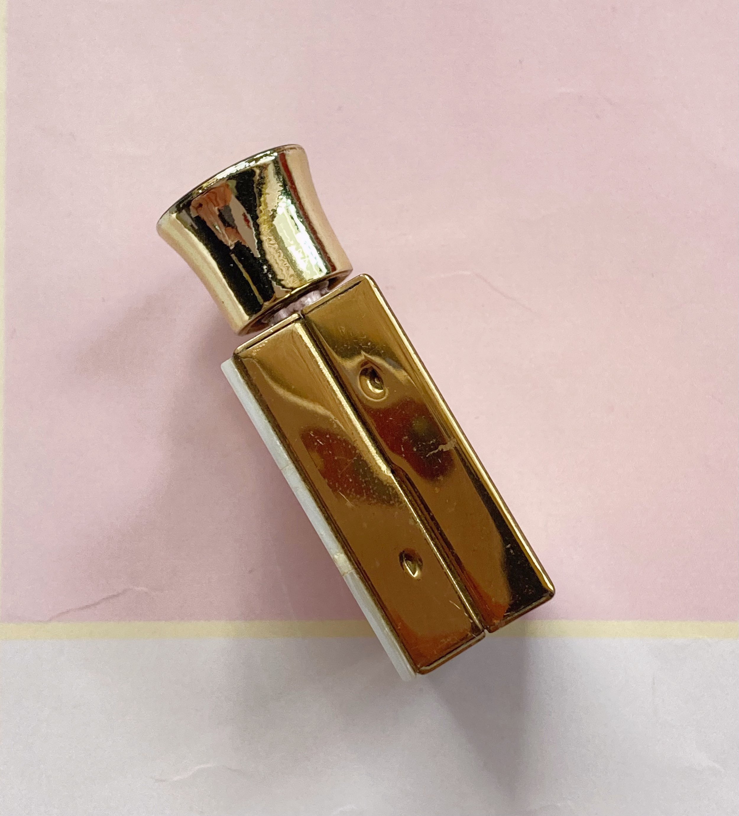MOTHER OF PEARL 1950's Gold Tone Floral Painted Mini Perfume