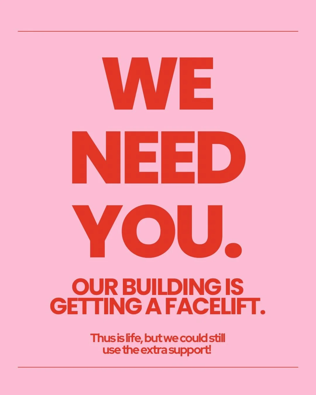 ❤️ WE NEED YOU ❤️

Our building is going through a facelift which means some growing pains!

Our beloved sign had to be taken down meaning visibility is going to be harder for the next month.

It&rsquo;s an especially hard time for micro businesses, 