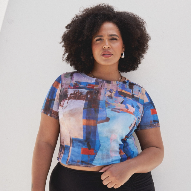 Nolan Geometric Mesh Baby Tee