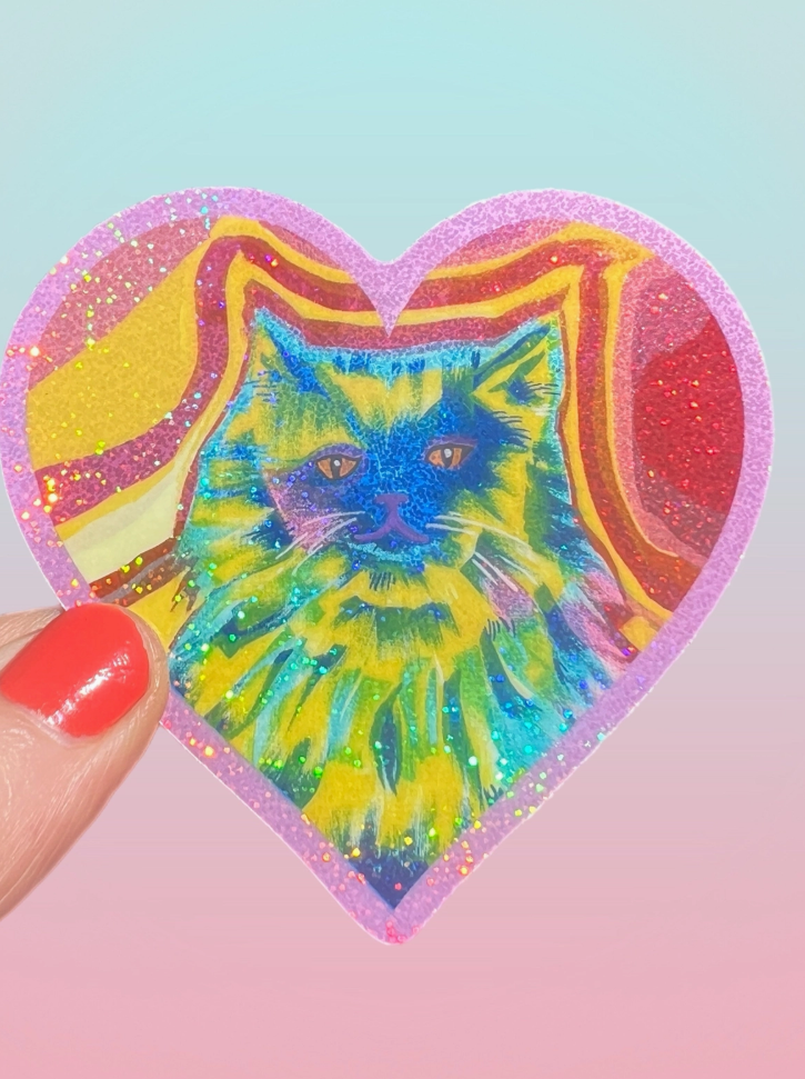 Rainbow Cat Glitter Sticker