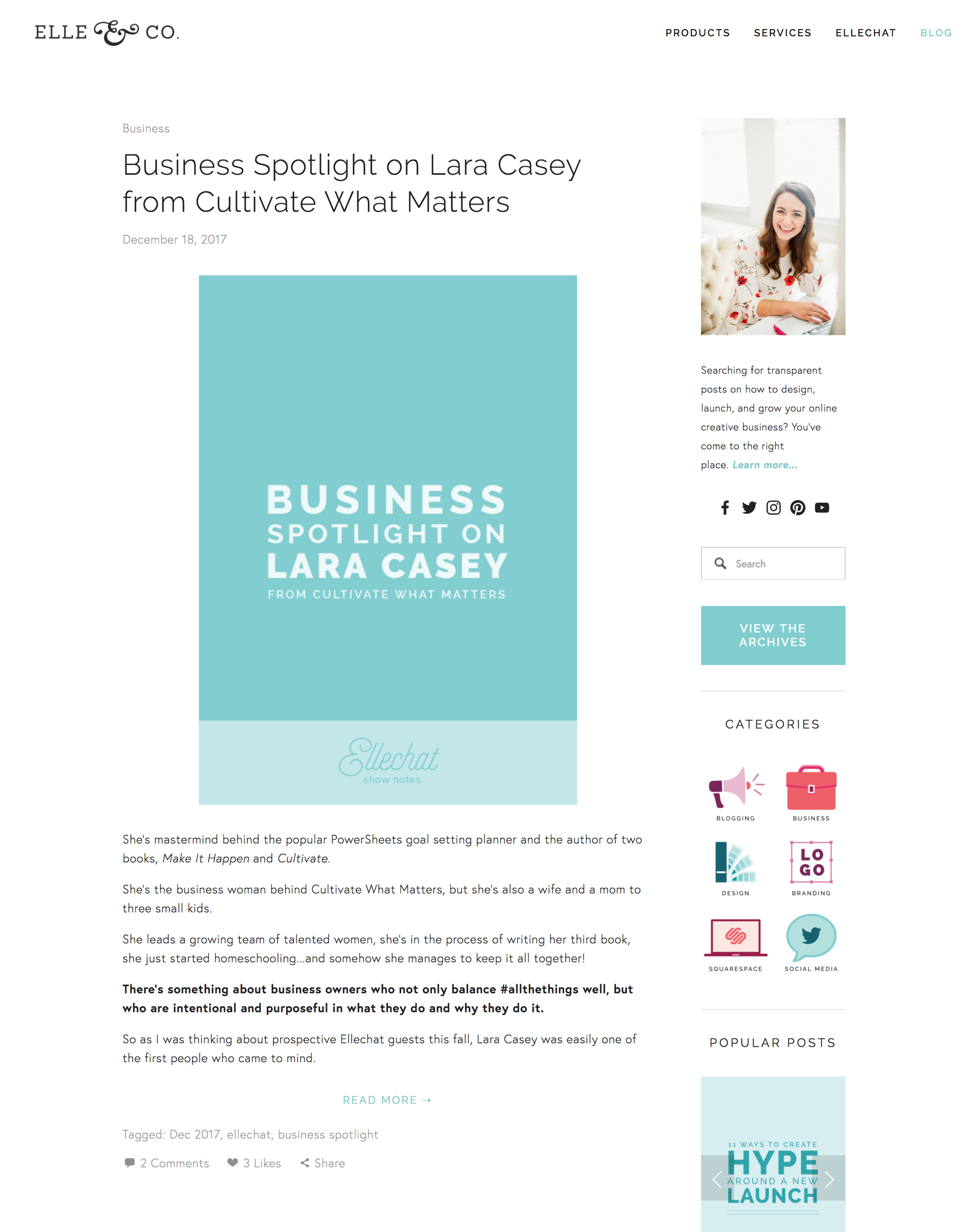 Elle and company design blog website