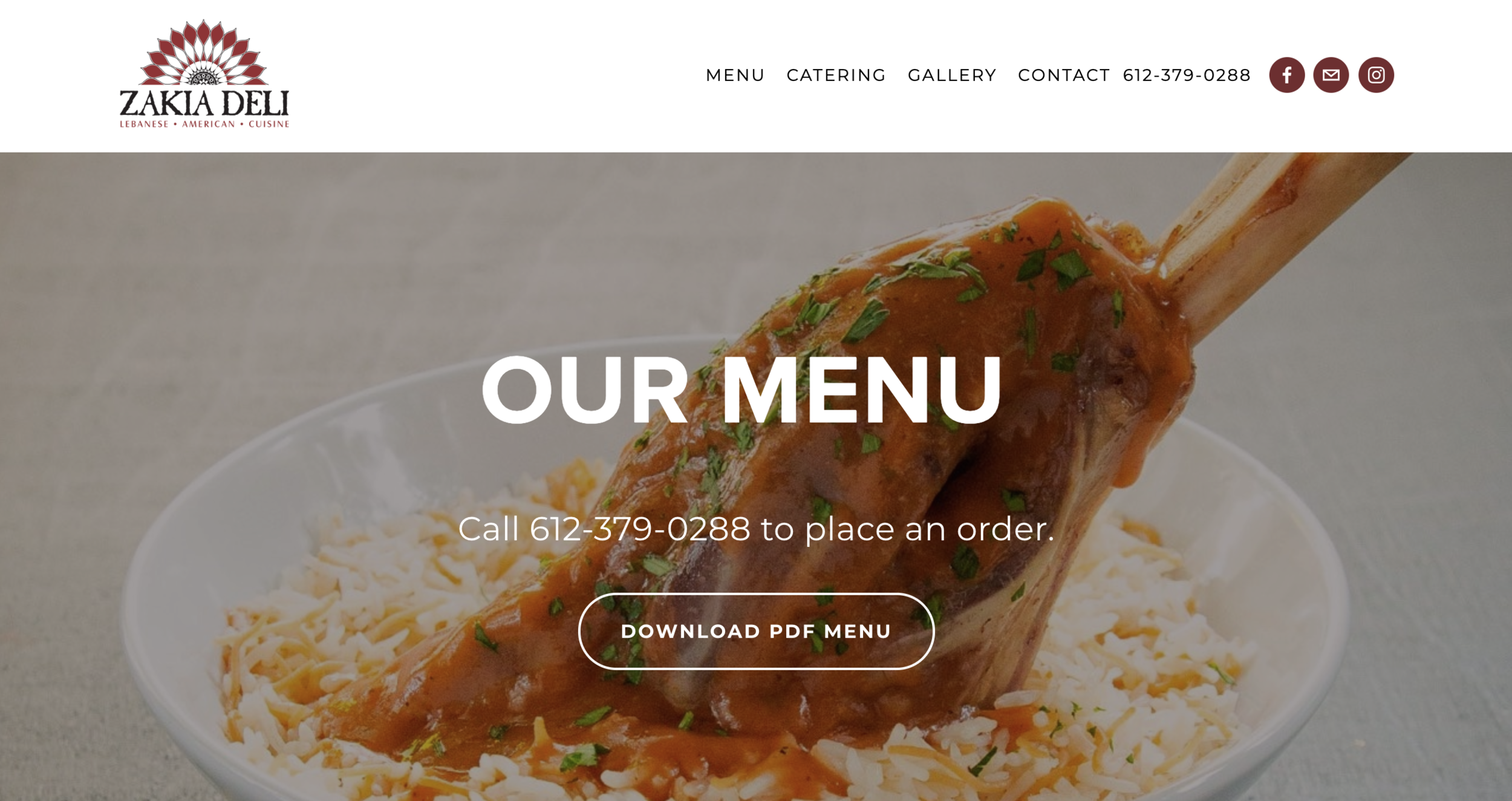 Zakia Deli Menu Screenshot