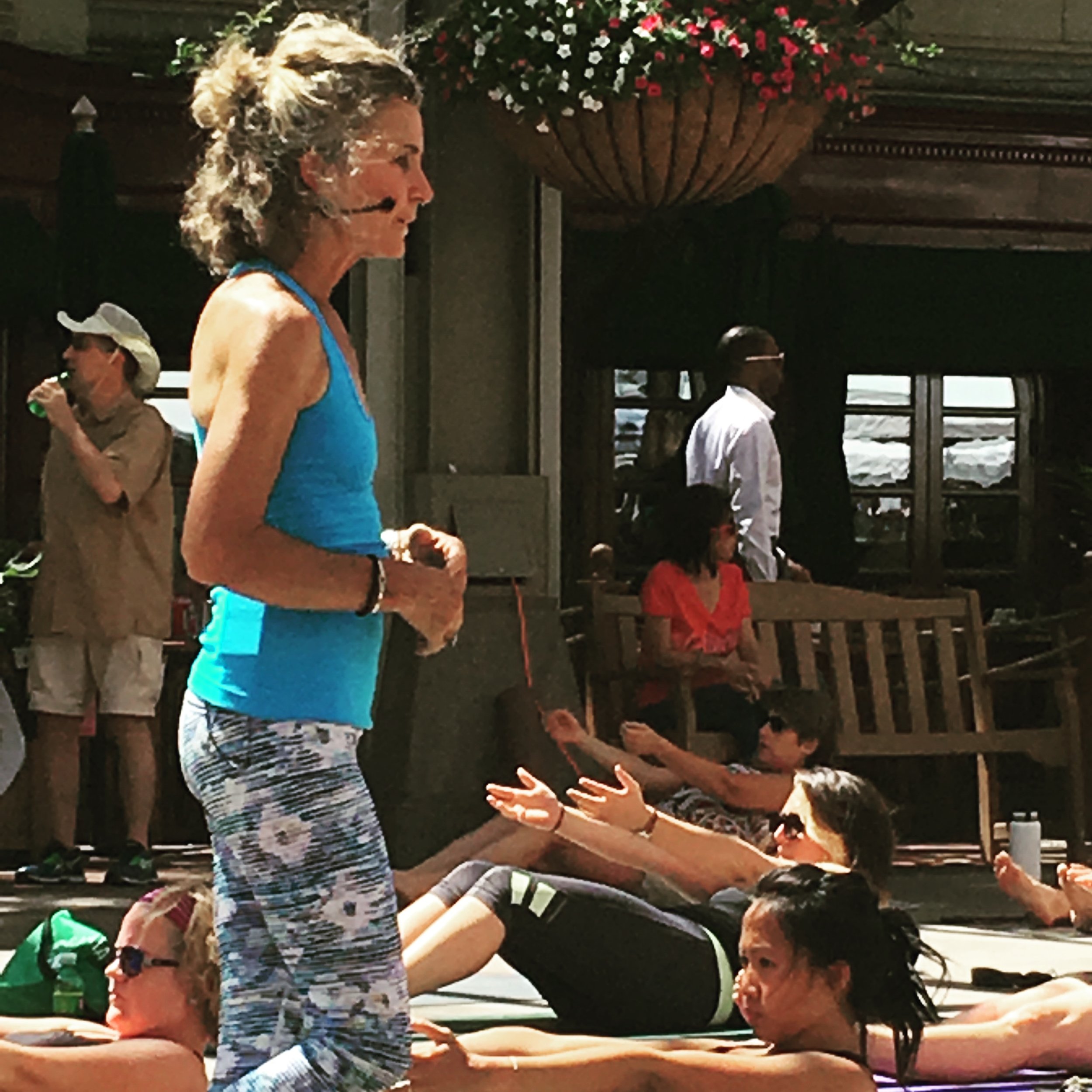 Michele Trufant, Vinyasa teacher at Easy Day Yoga in Ashburn, Va., teaching at the Love Your Body Festival in Reston. 