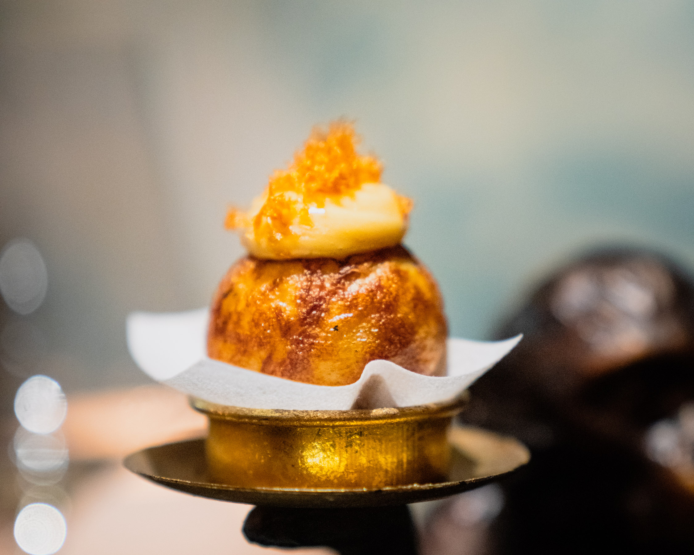 Æbleskiver with Buttered Dungeness Crab, Roasted Garlic & Pickled Jalapeño