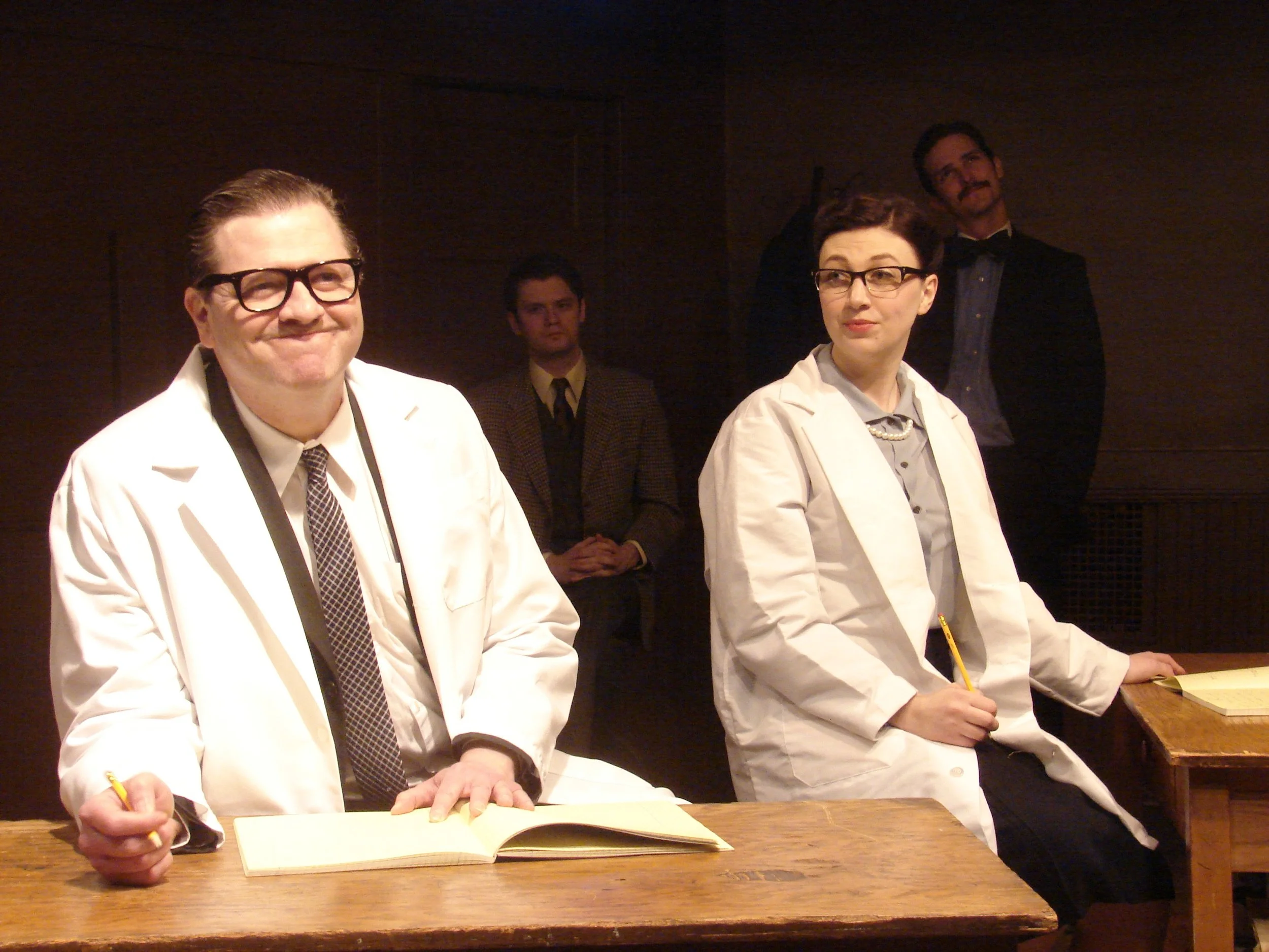 Robert Kaercher as Maurice Wilkins, Lindsey Dorcus as Rosalind Franklin