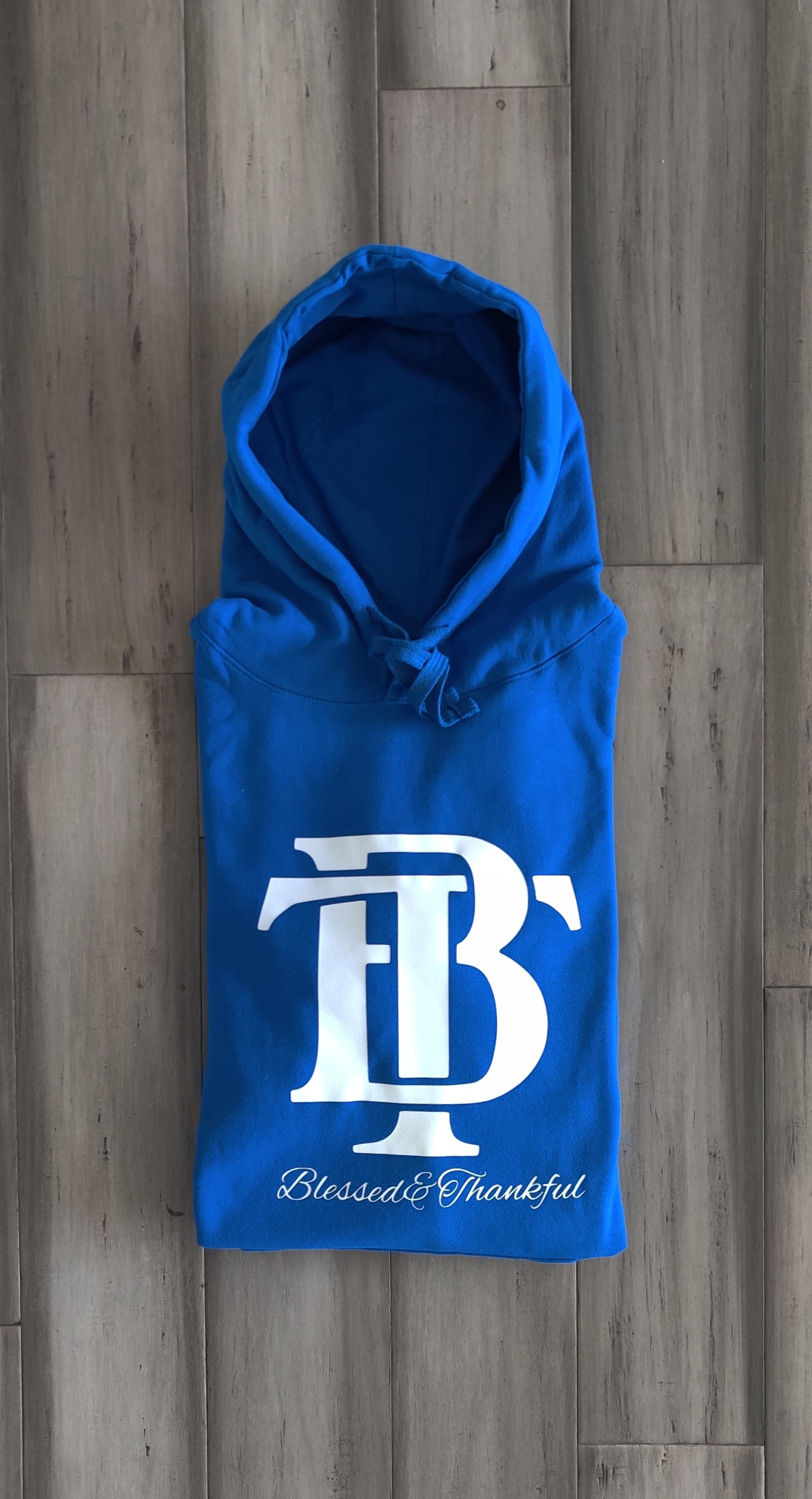 Blessed & Thankful Monogram Royal Blue Hoodie
