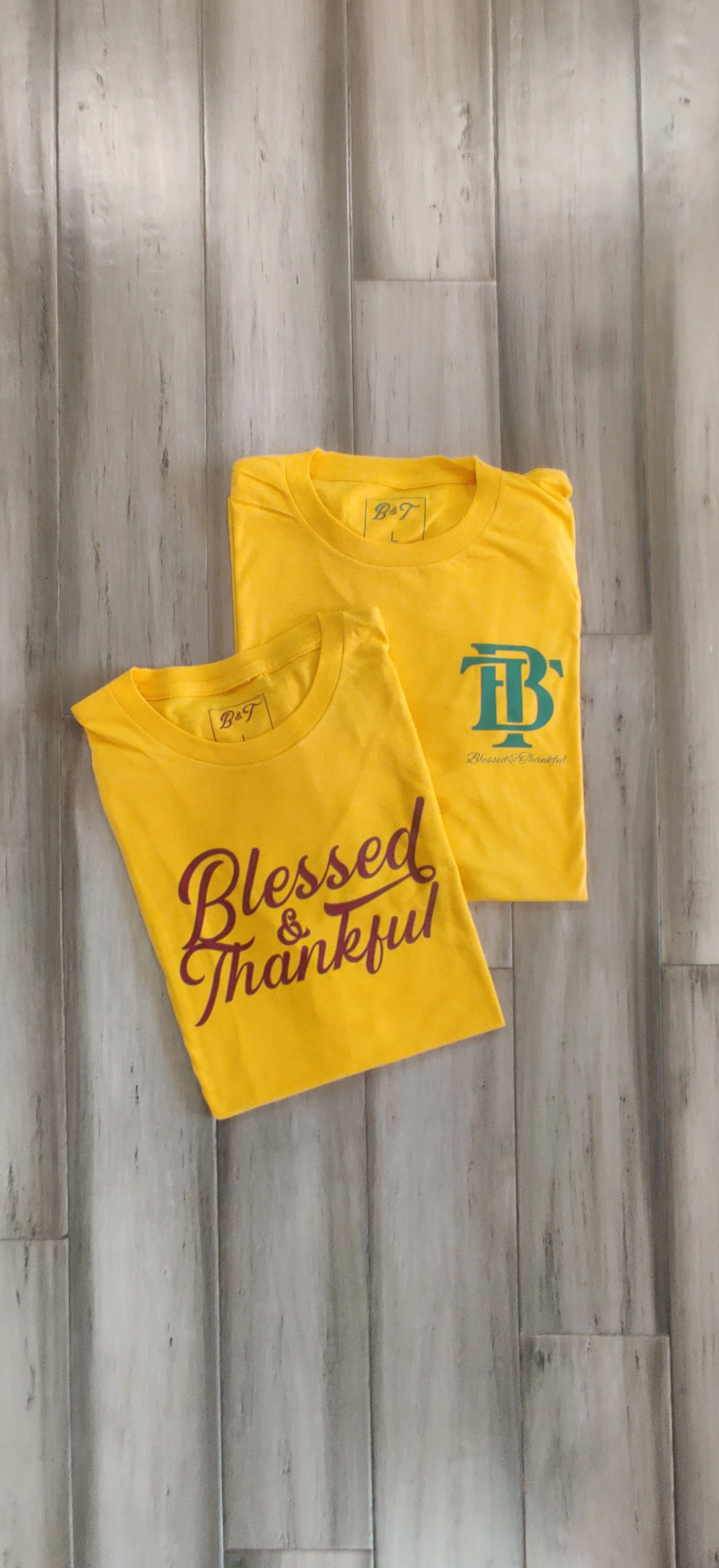 Blessed & Thankful Athletic Yellow T-shirt