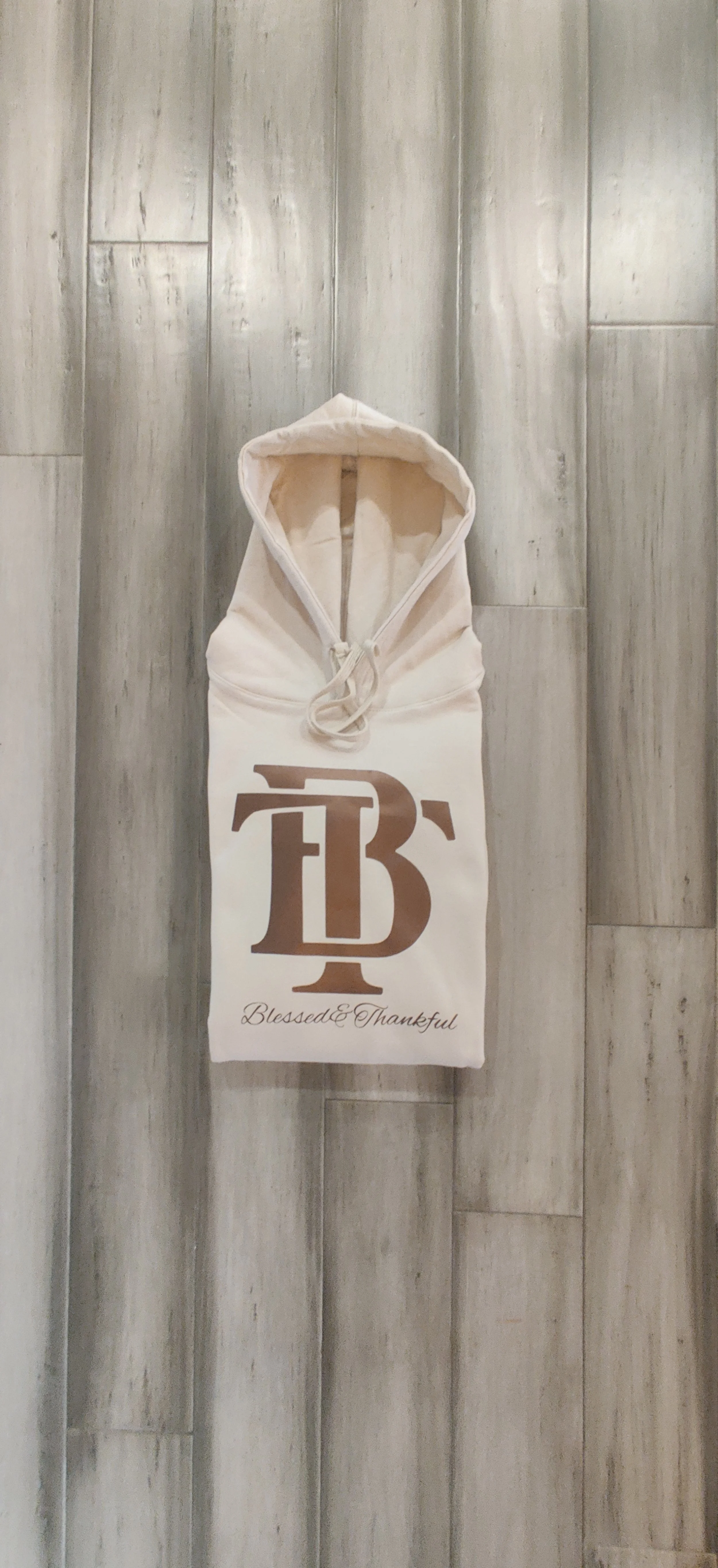 Blessed & Thankful Sand w/ Bronze  Monogram Hoodie