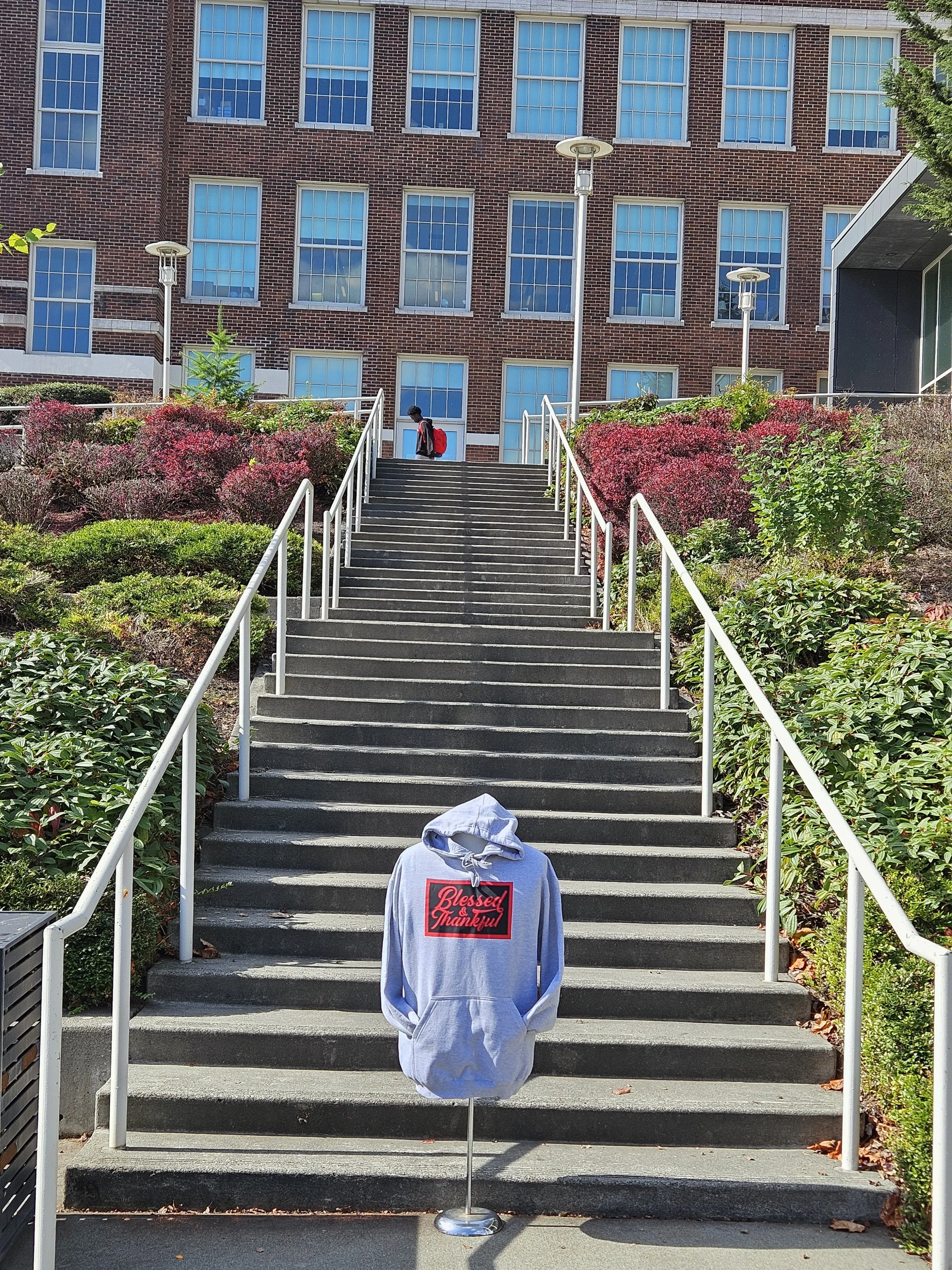 Blessed & Thankful Grey w/ Black and Red Hoodie