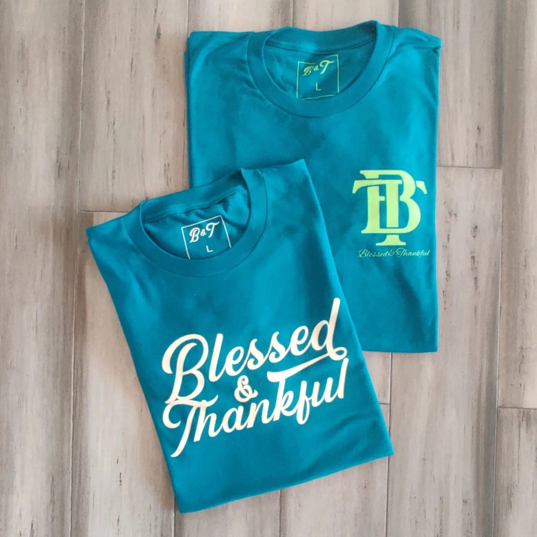 Blessed & Thankful Teal T-shirt