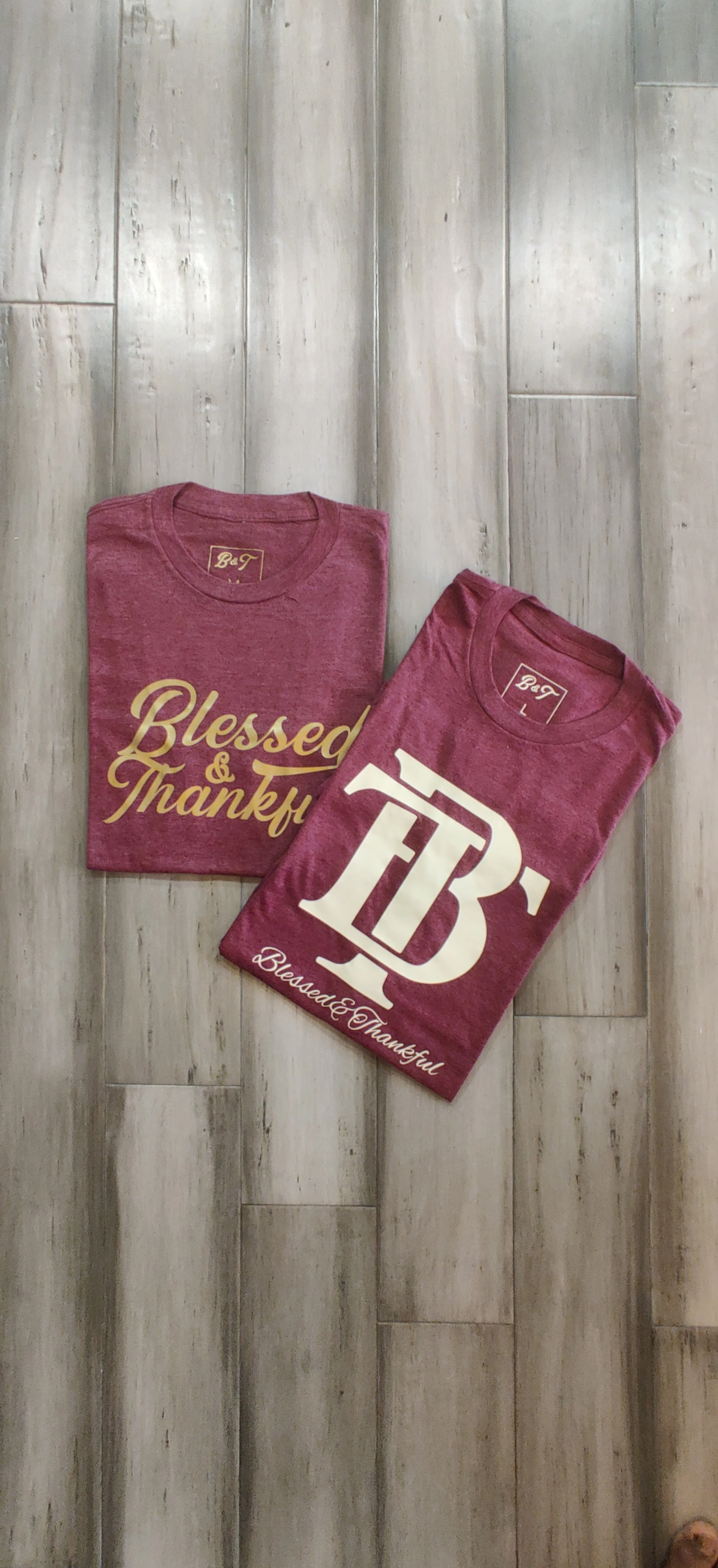 Blessed & Thankful Heather Burgundy T-shirt
