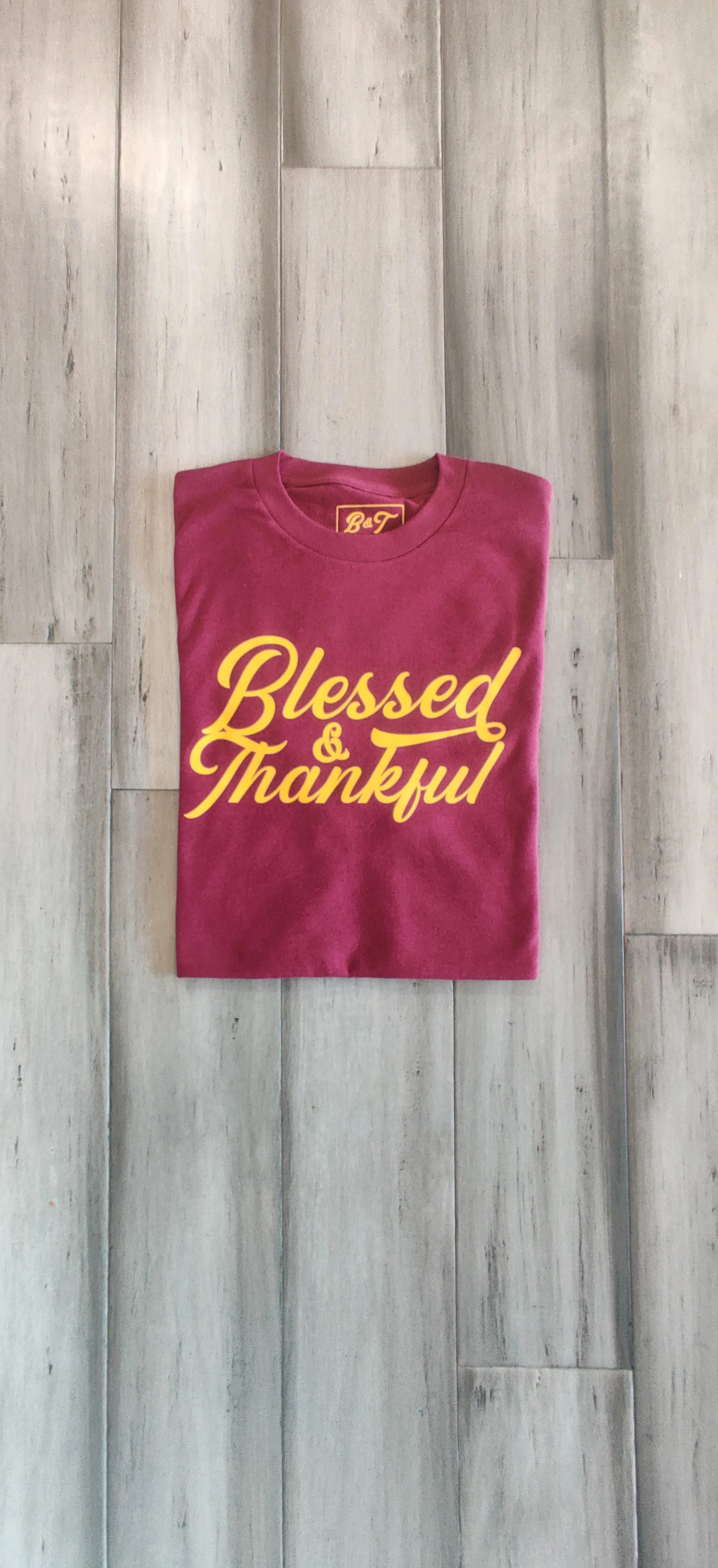 Blessed & Thankful Maroon w/ Athletic Gold T-shirt