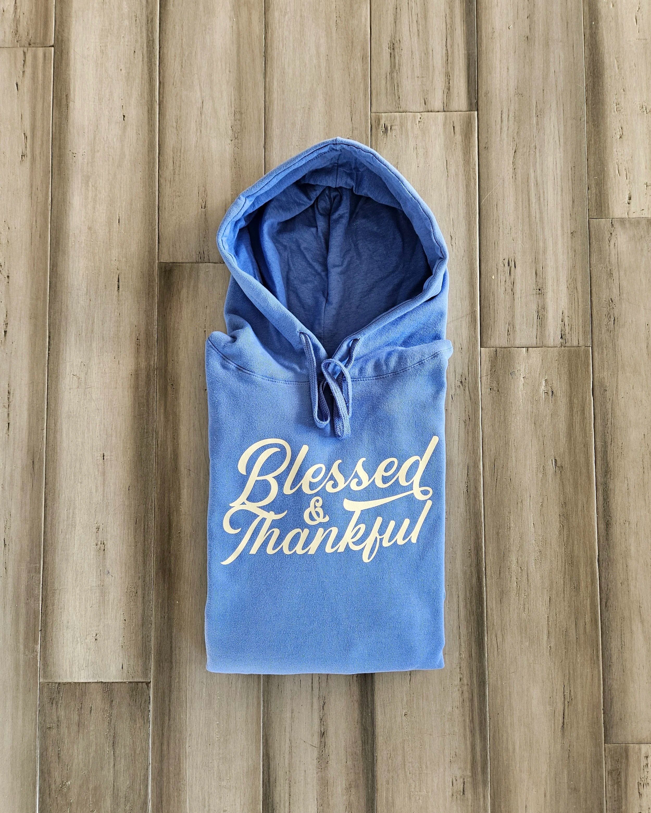 Blessed & Thankful Carolina Blue w/ Cream Signature Hoodie