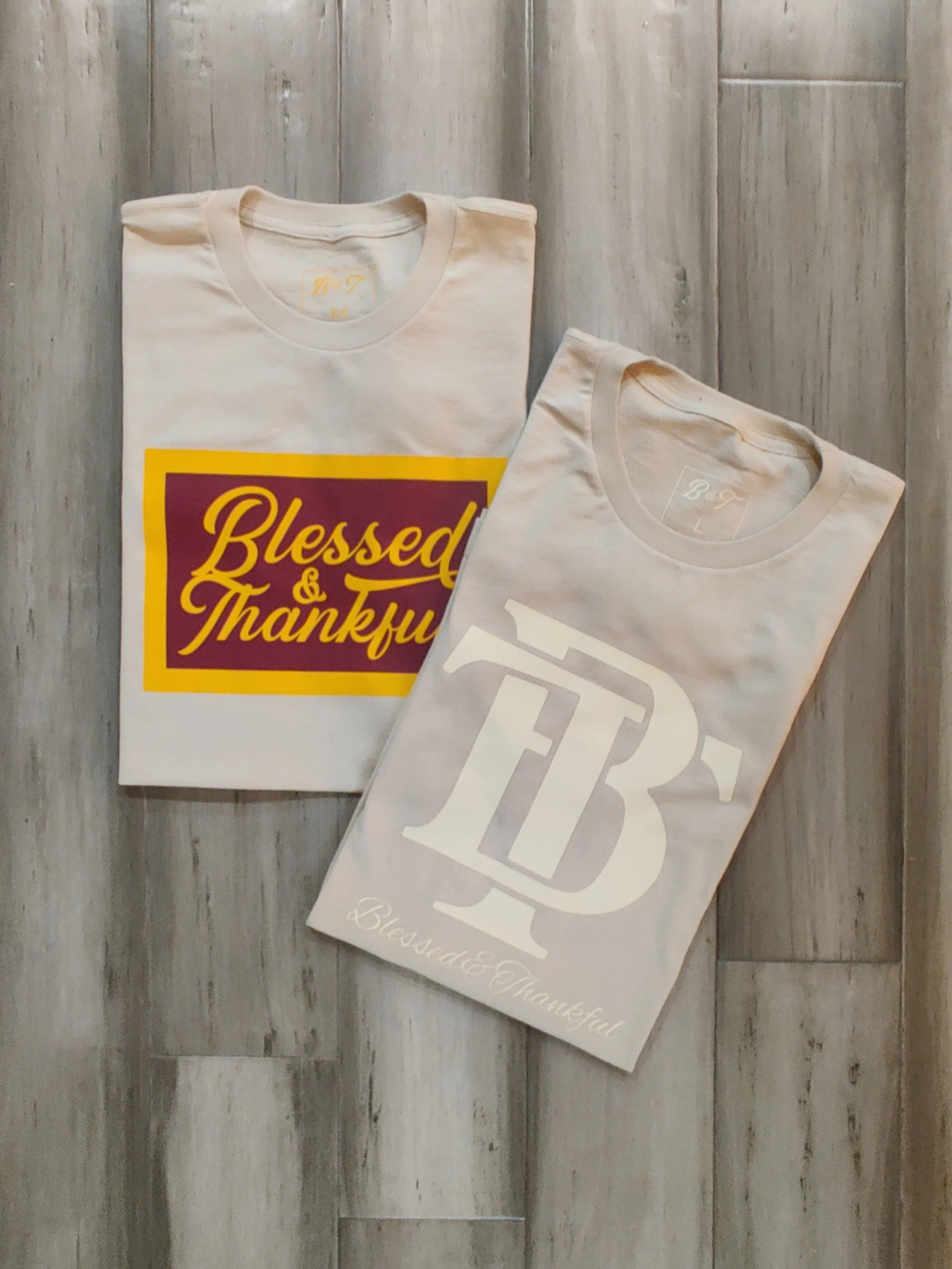 Blessed & Thankful Tan T-shirt