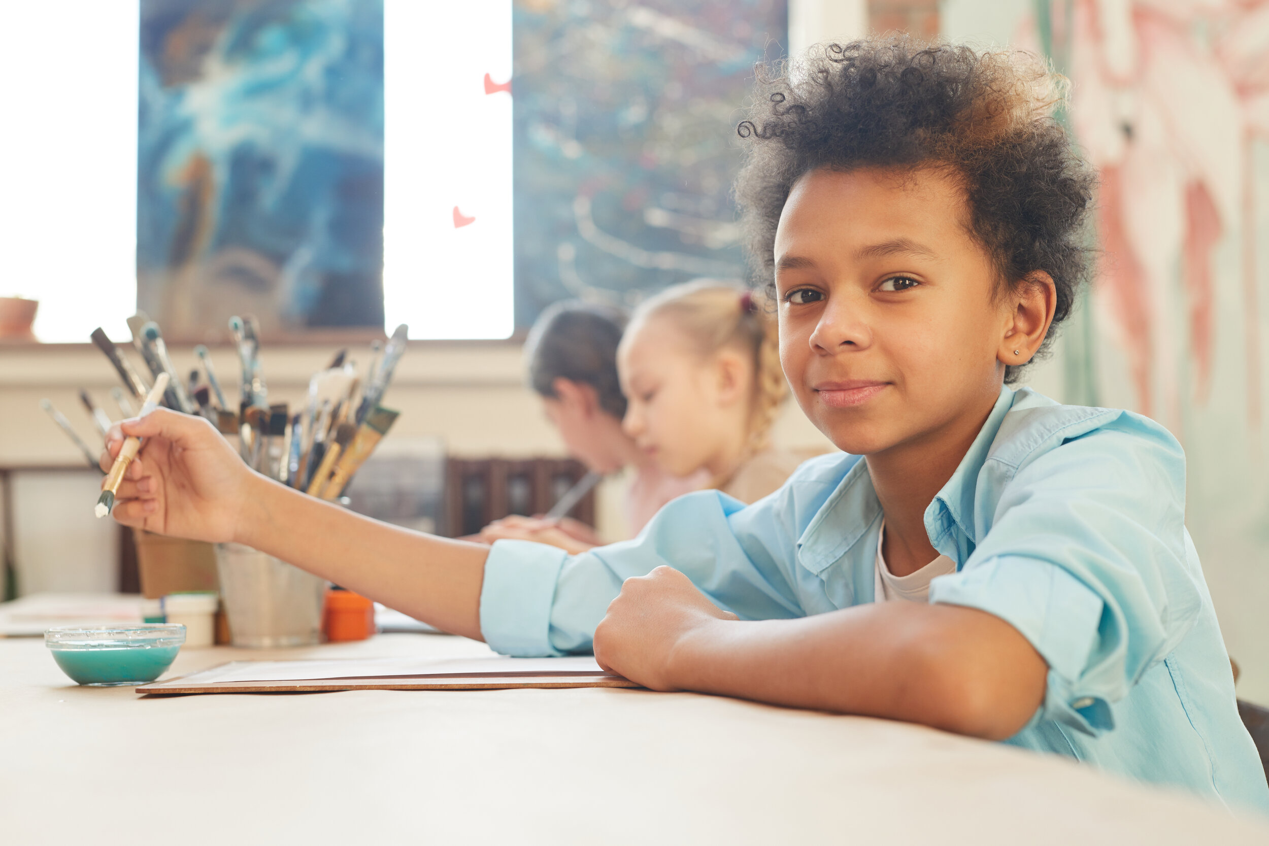 Little boy at art studio