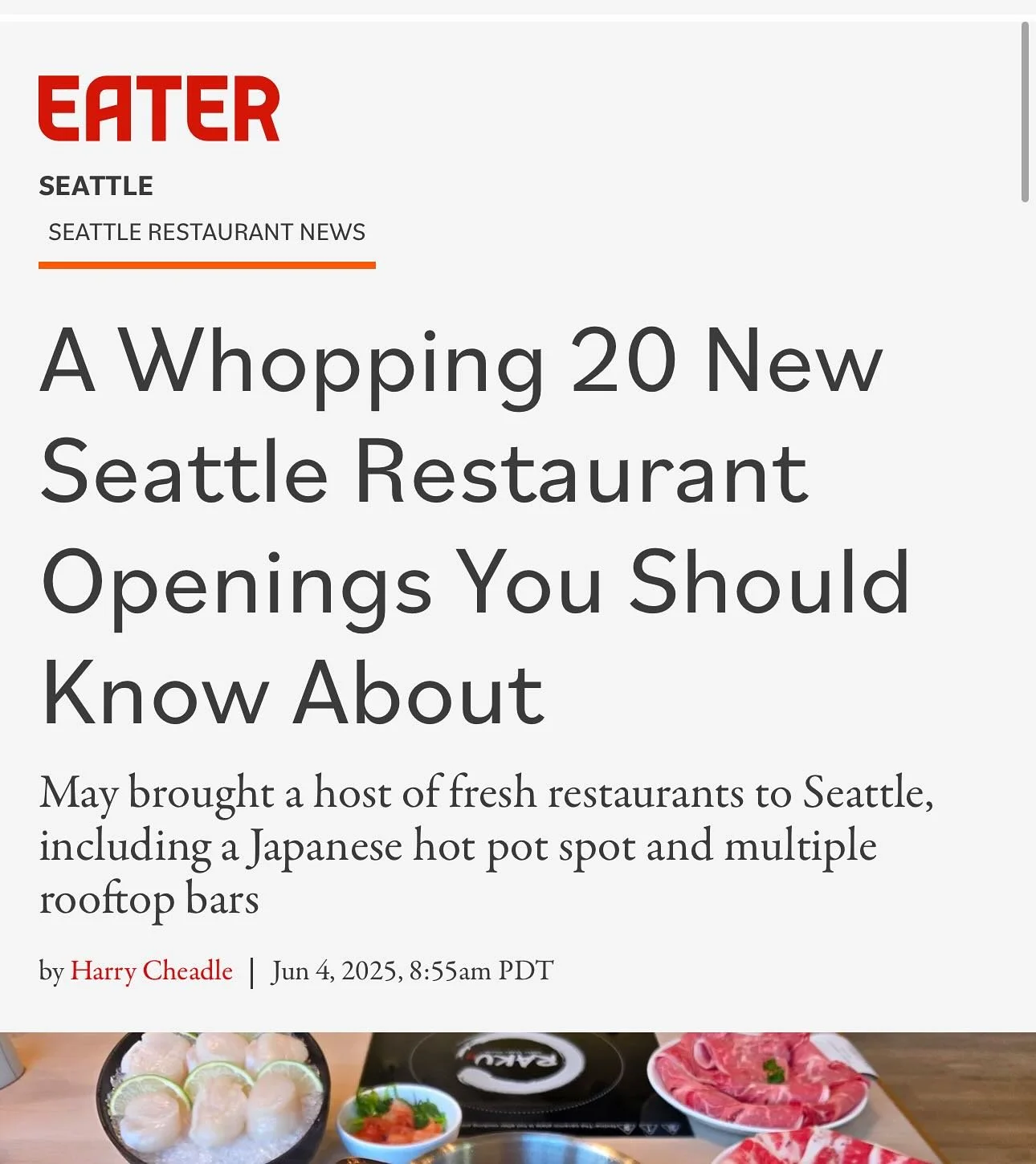 And another in @eaterseattle - in some great company. Thanks @hdcheadle !
