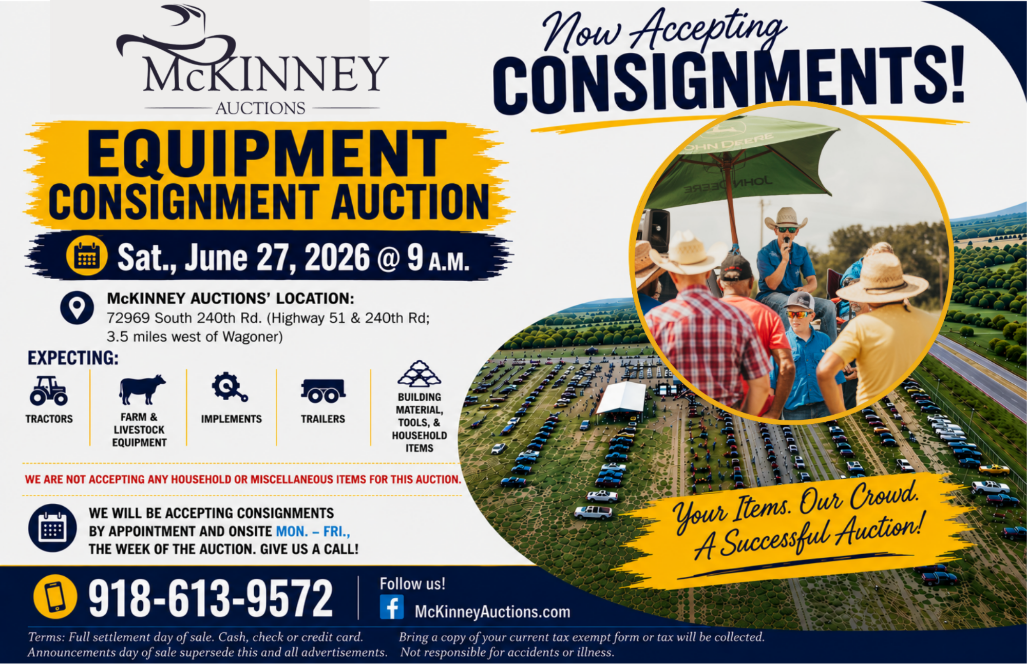 June 27, 2026, Equipment Consignment Auction
