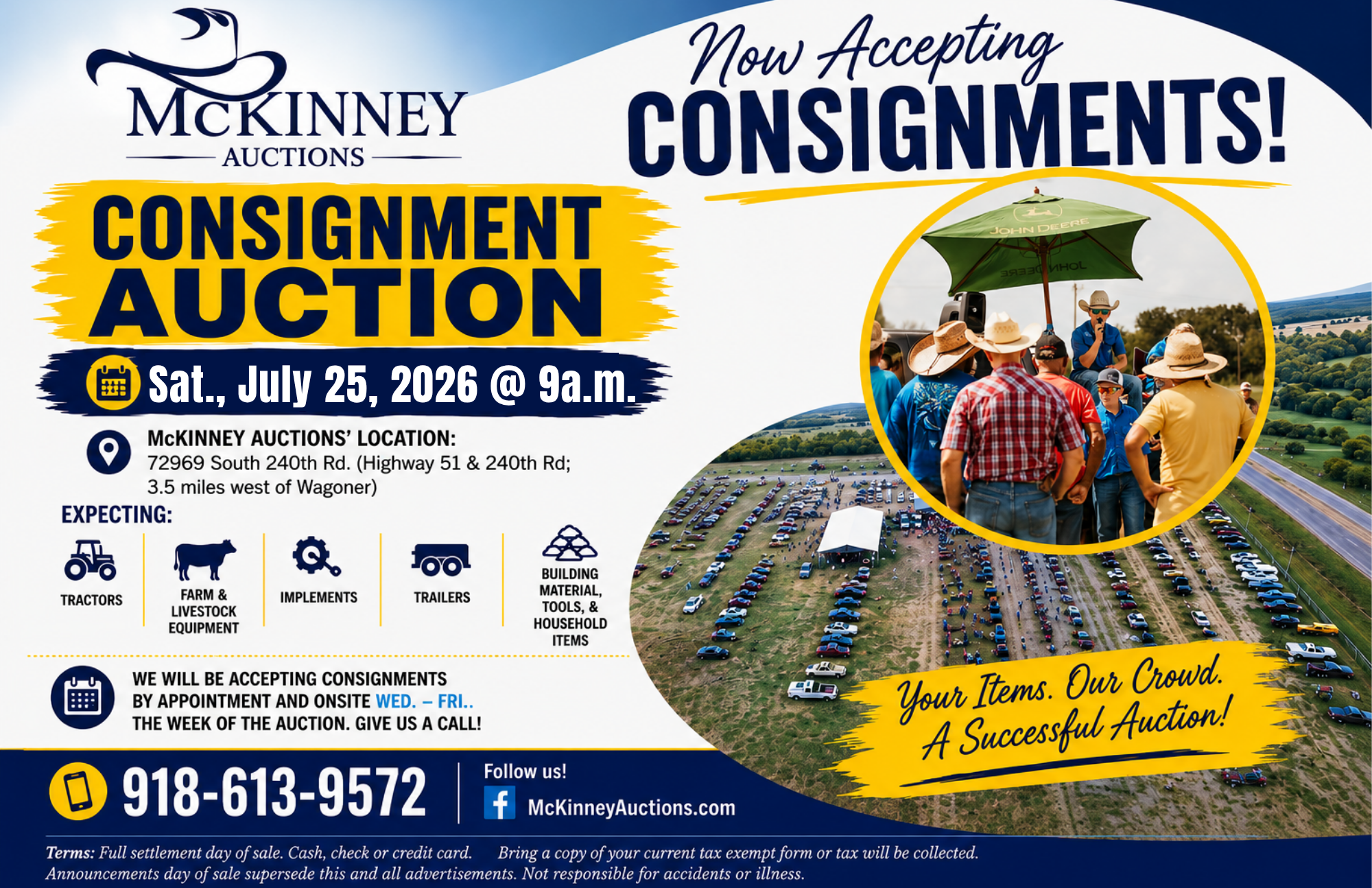 July 25, 2026, Consignment Auction