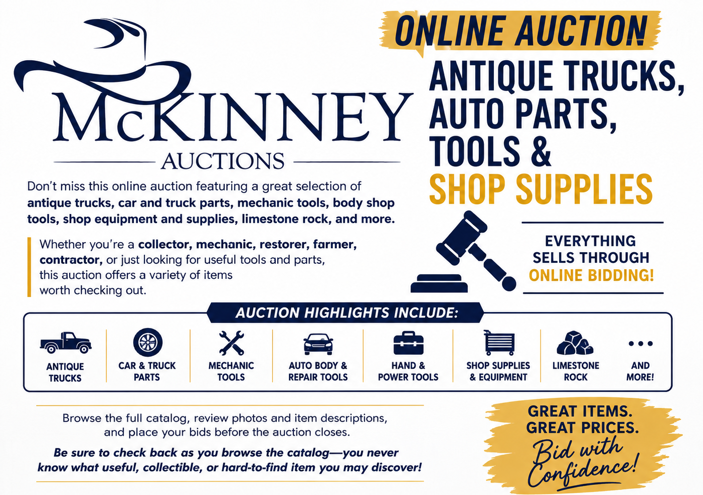 Antique Trucks, Auto Parts, Tools & Shop Online Auction