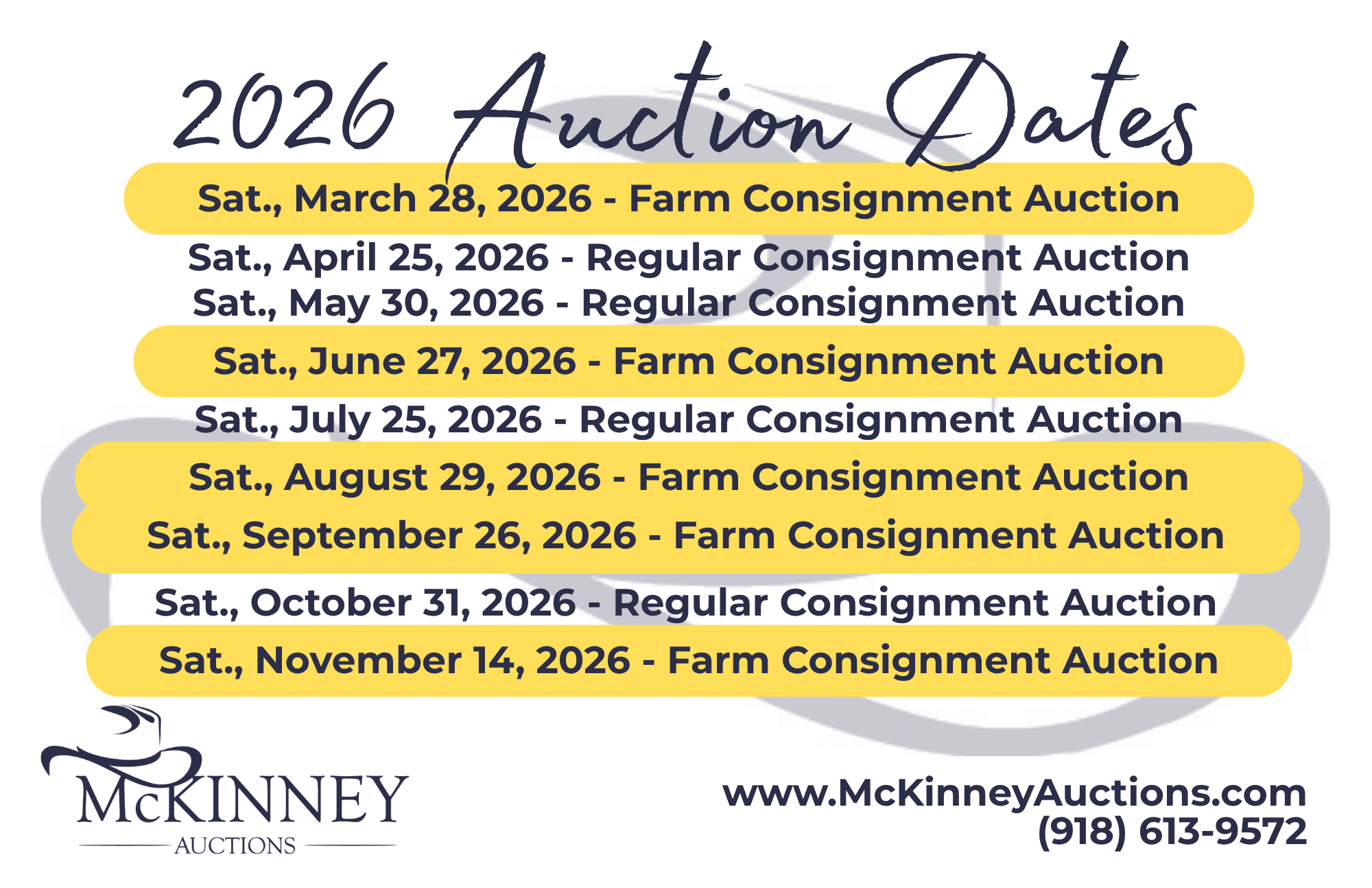 2026 Auction Schedule