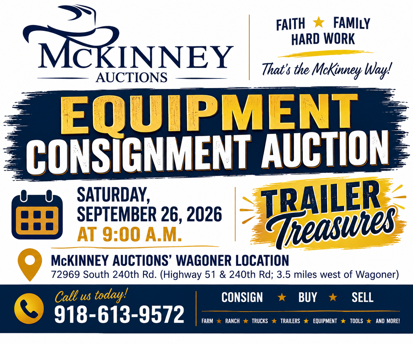 September 26, 2026, Equipment Consignment Auction