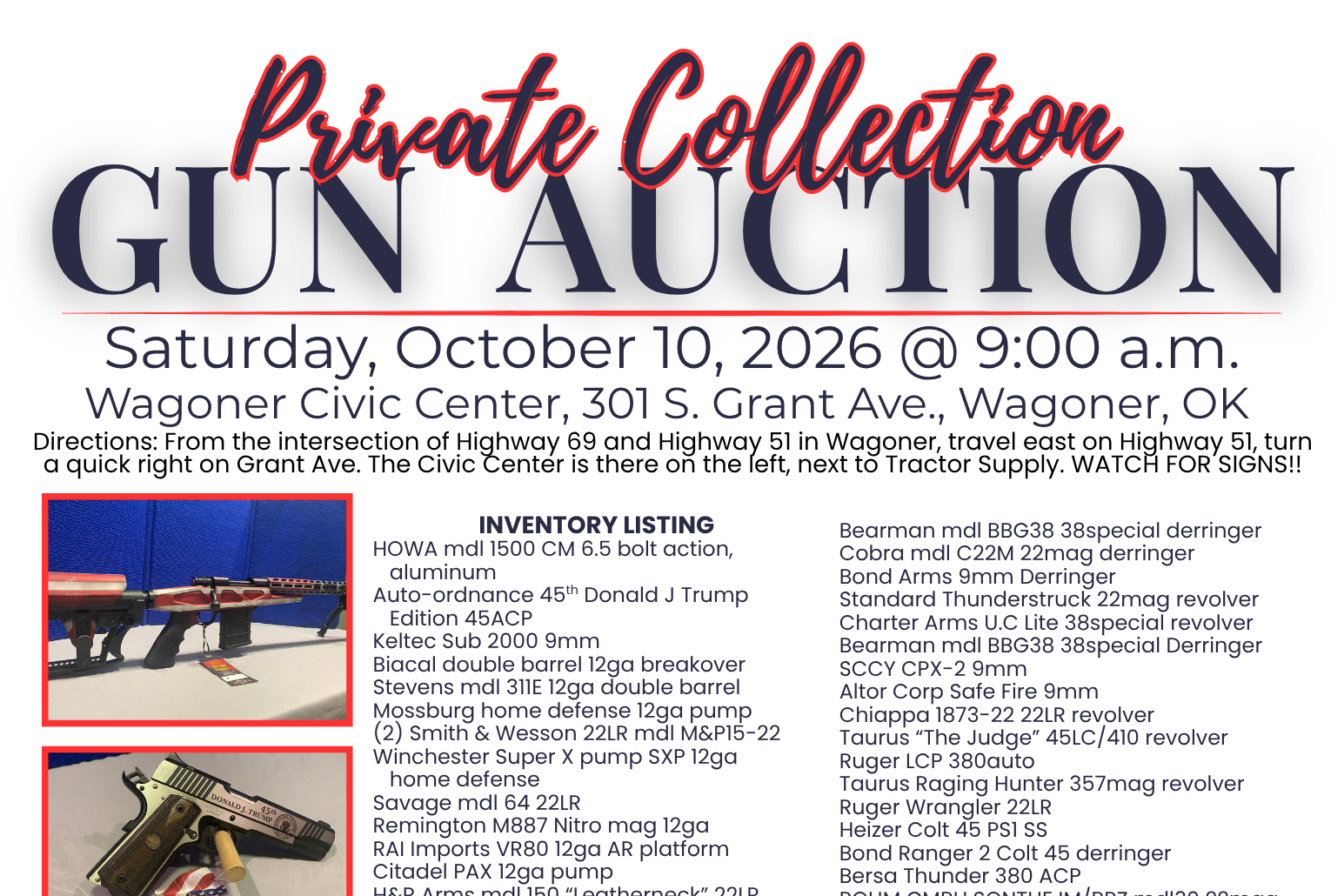 October 10, 2026, Private Collection Gun Auction